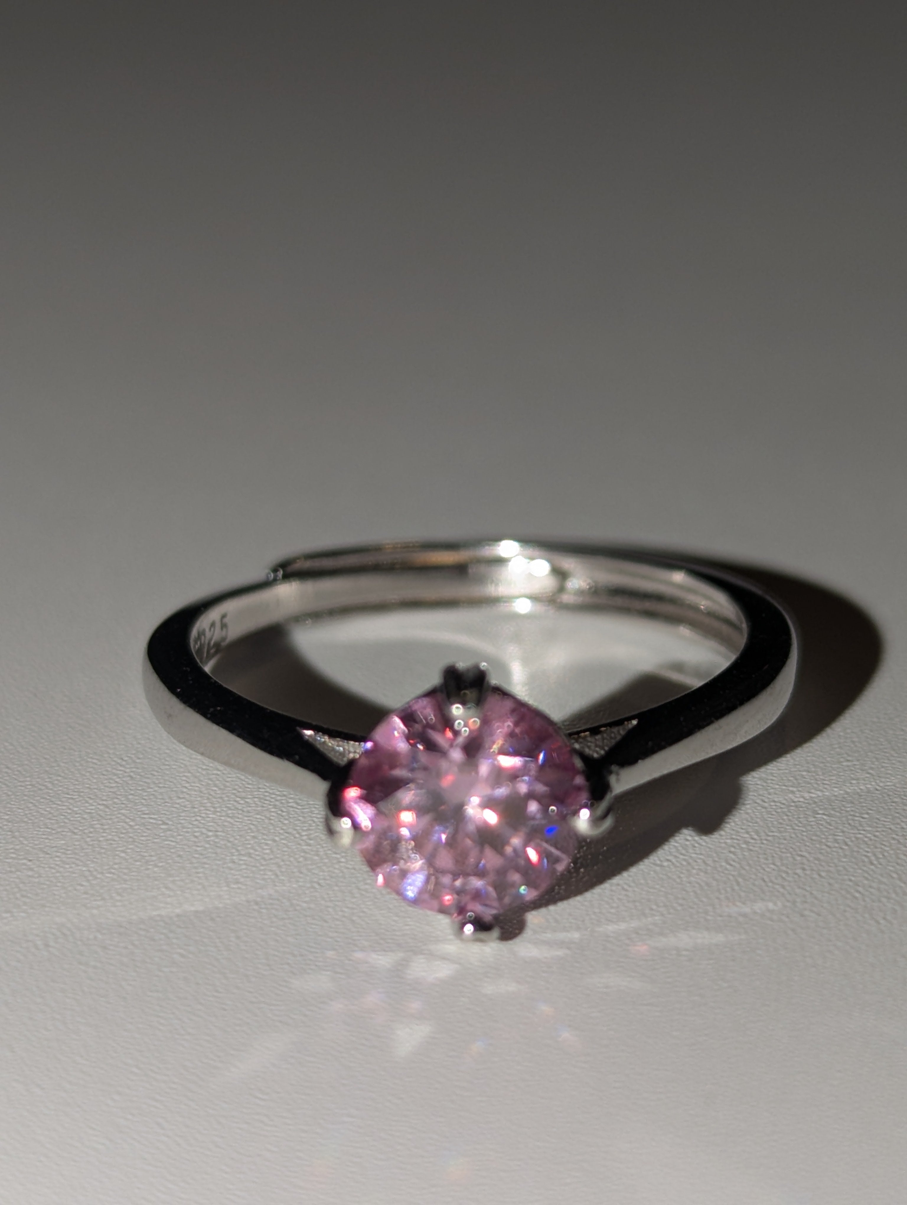 Pink Moissanite diamond Adjustable ring S295