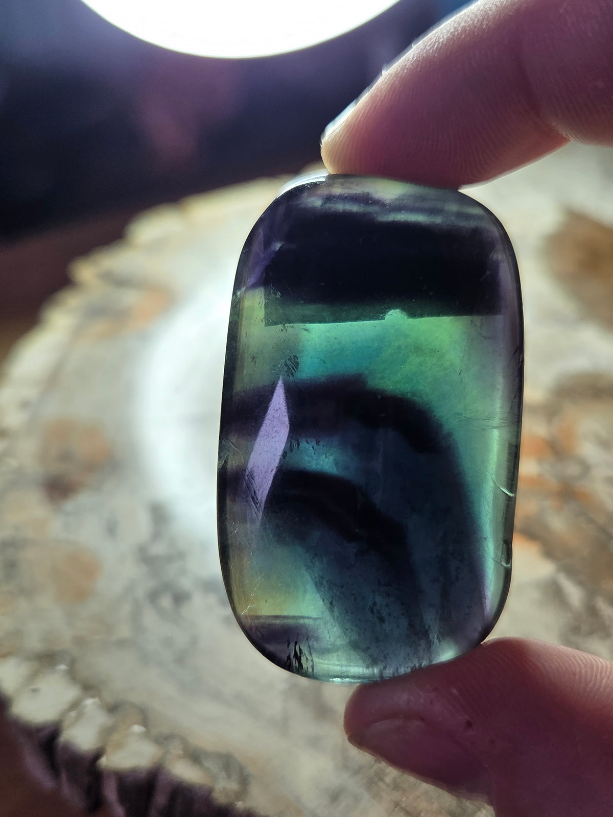 Rose flourite crystal palm stone