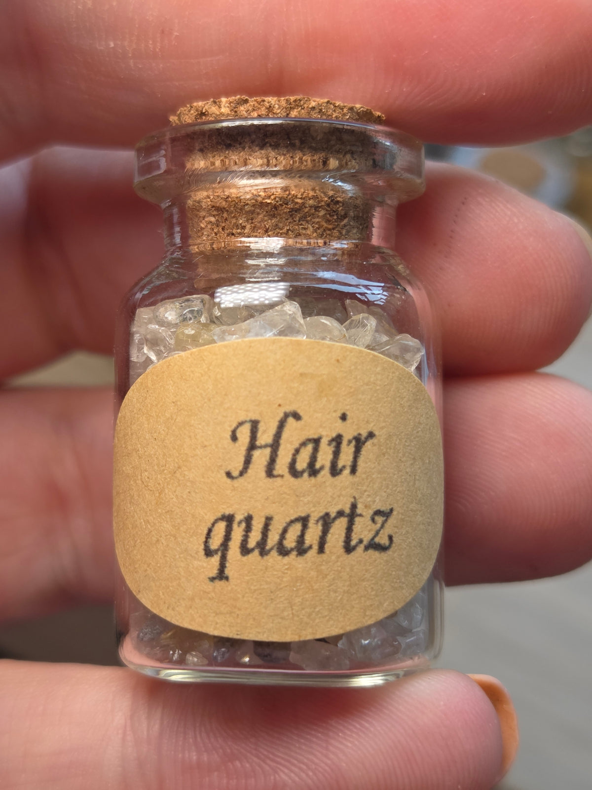 Crystal chips in glass jar