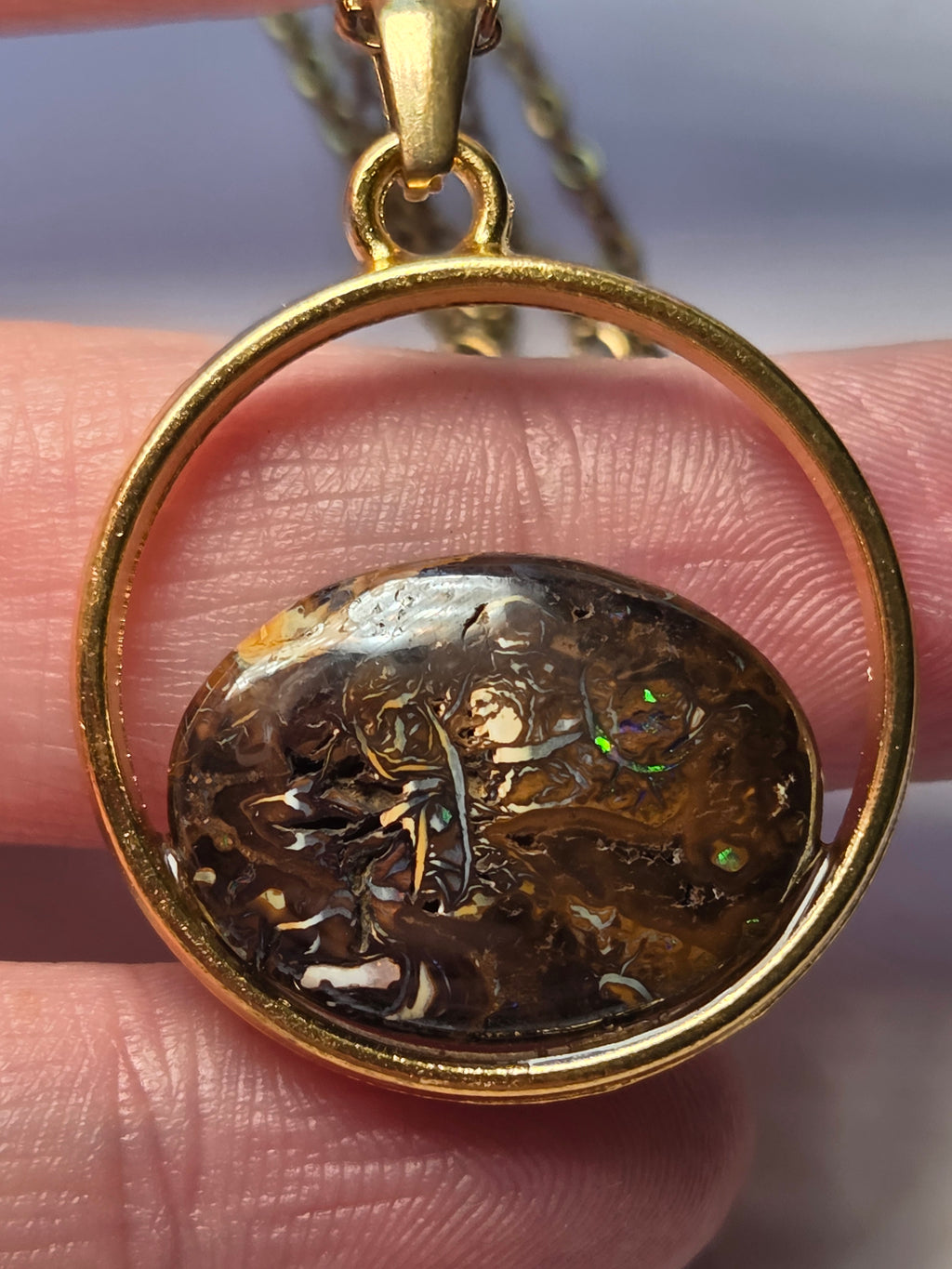 Australian bolder opal crystal necklace