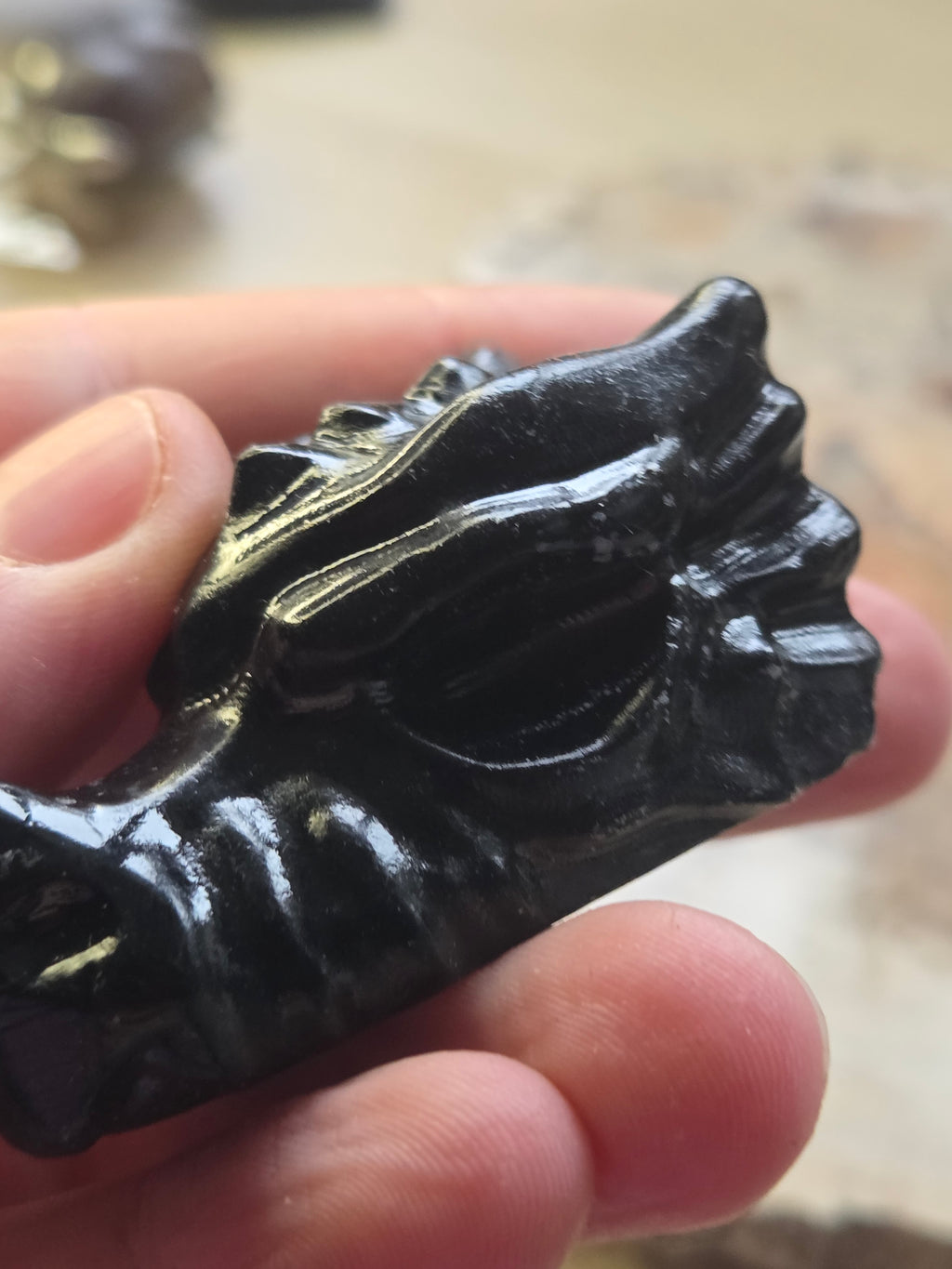 Black Jasper crystal dragon head carving
