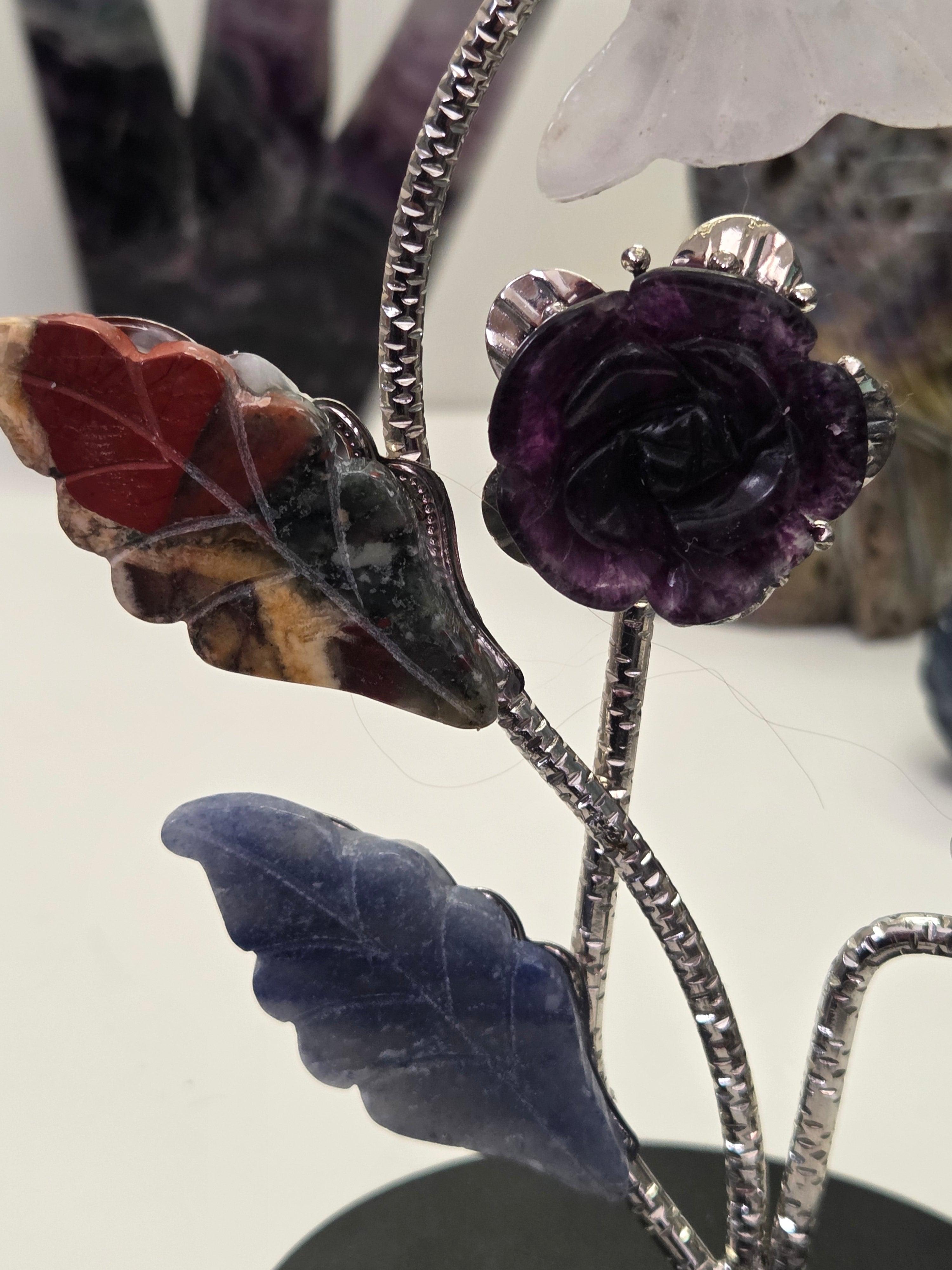 Flower and butterfly sphere stand