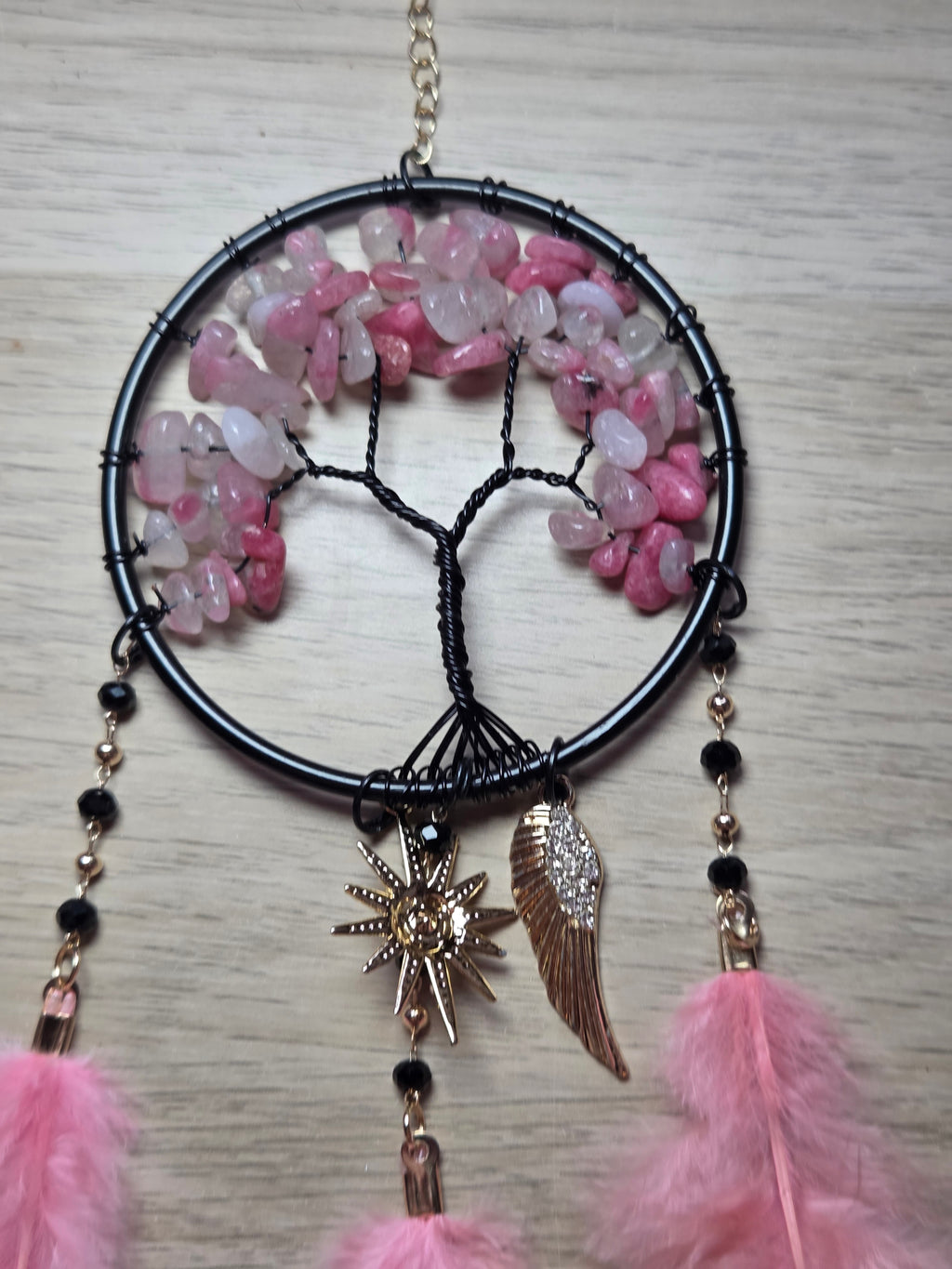 Rhodonite crystal Dream catcher