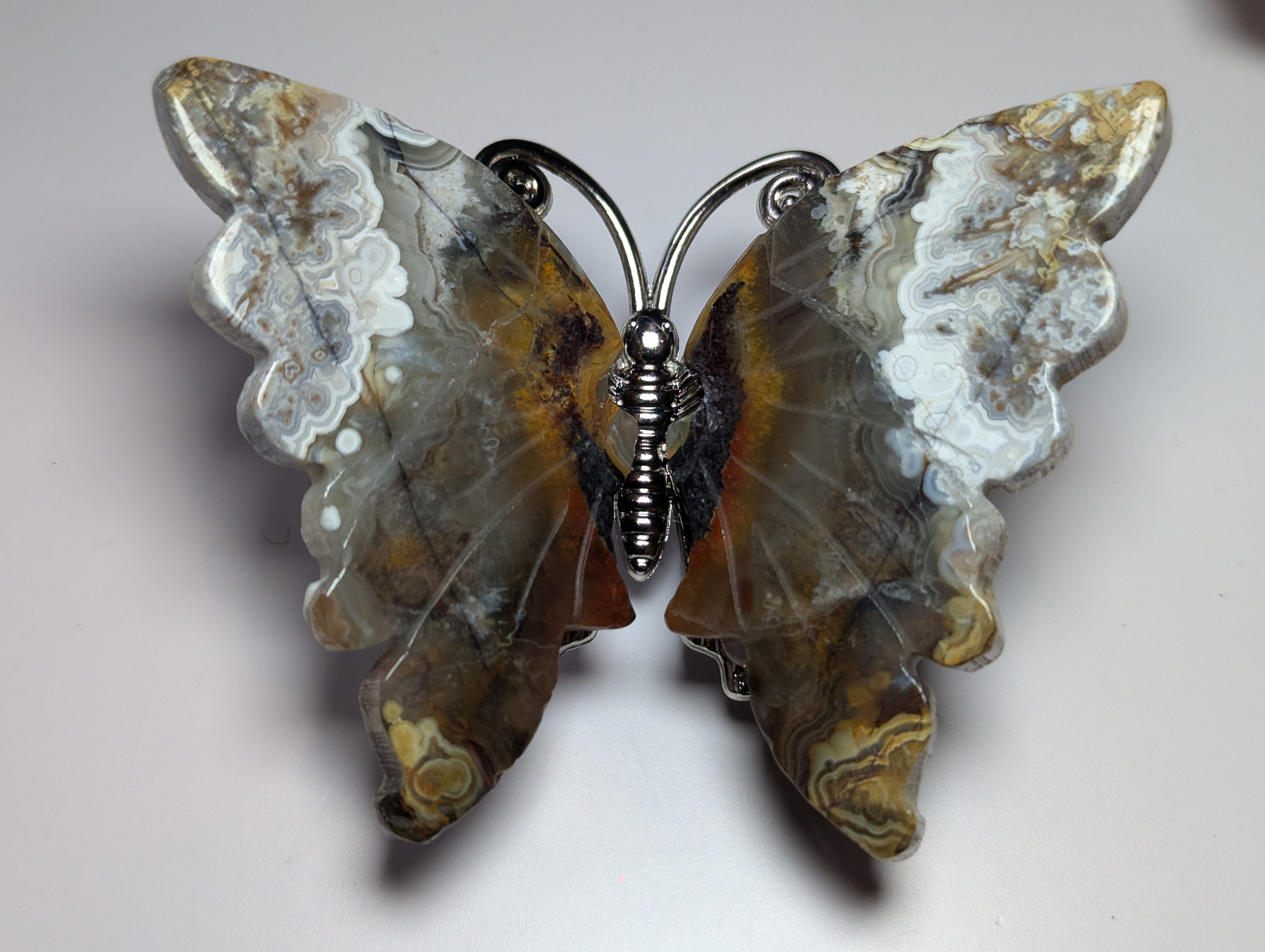 Mexican agate crystal butterfly