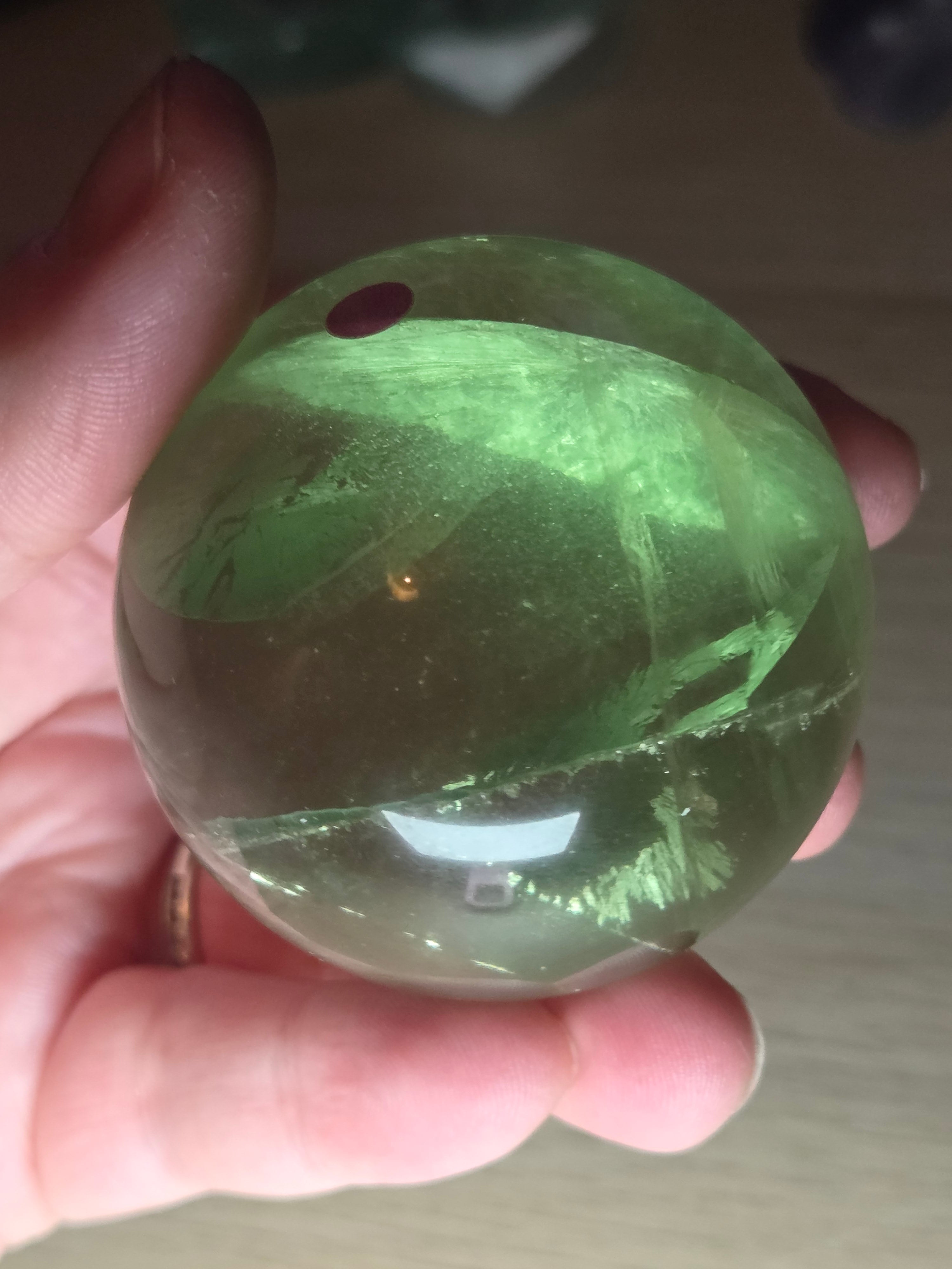 Grade AA Green flourite crystal sphere carving with light stand USB