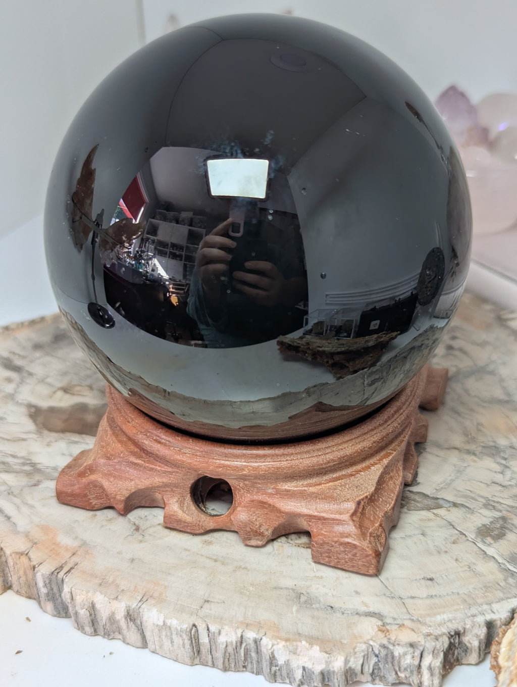 Large Black Obsidian crystal sphere