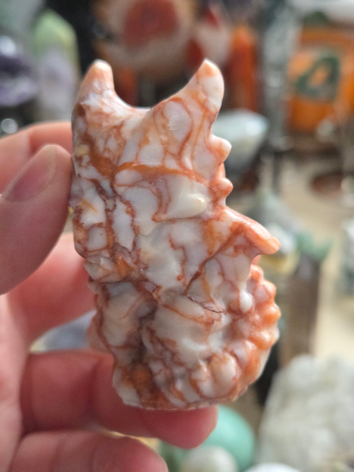 Red Vain Jasper Dragon carving