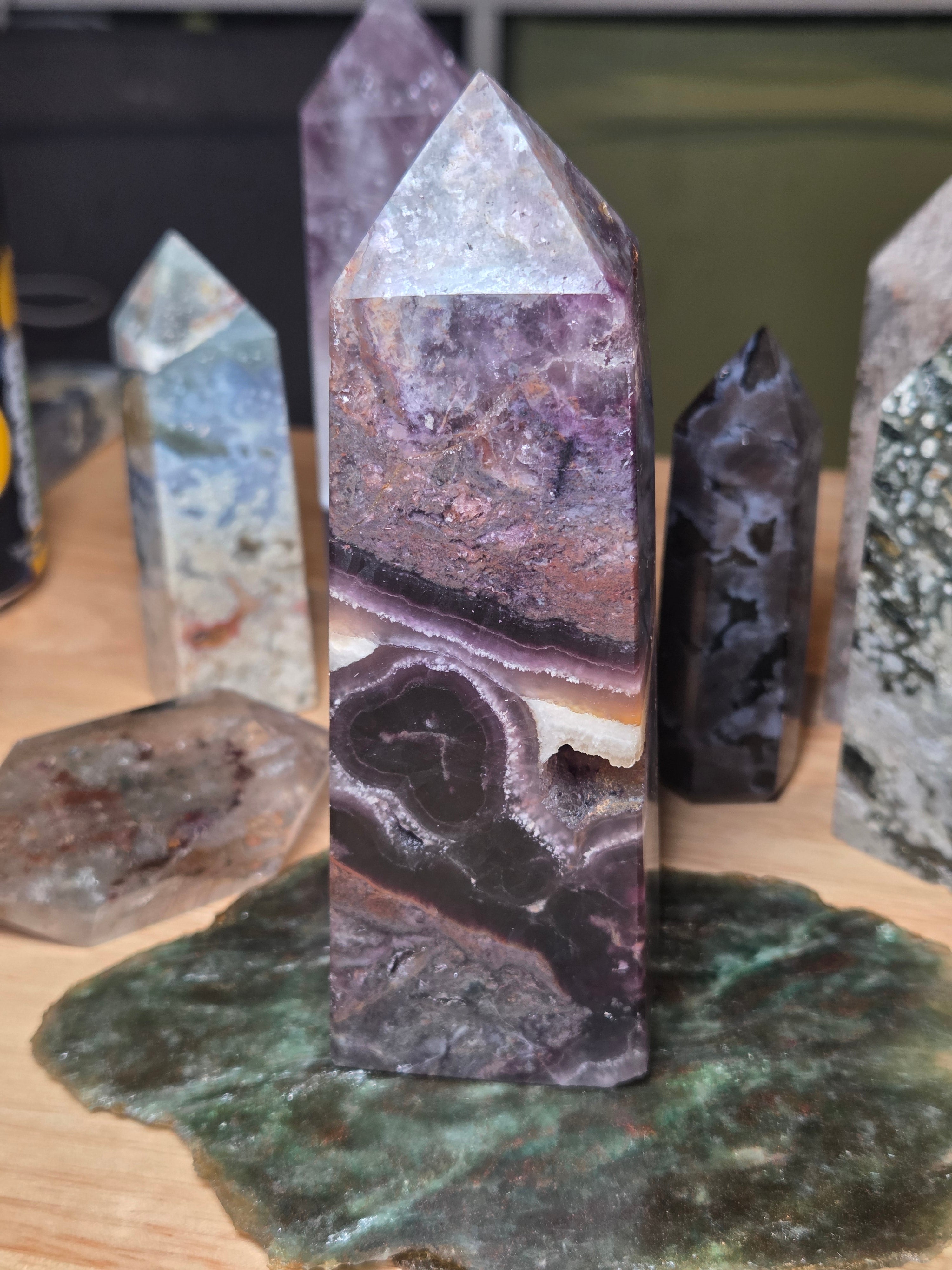 Root flourite crystal tower with duzy
