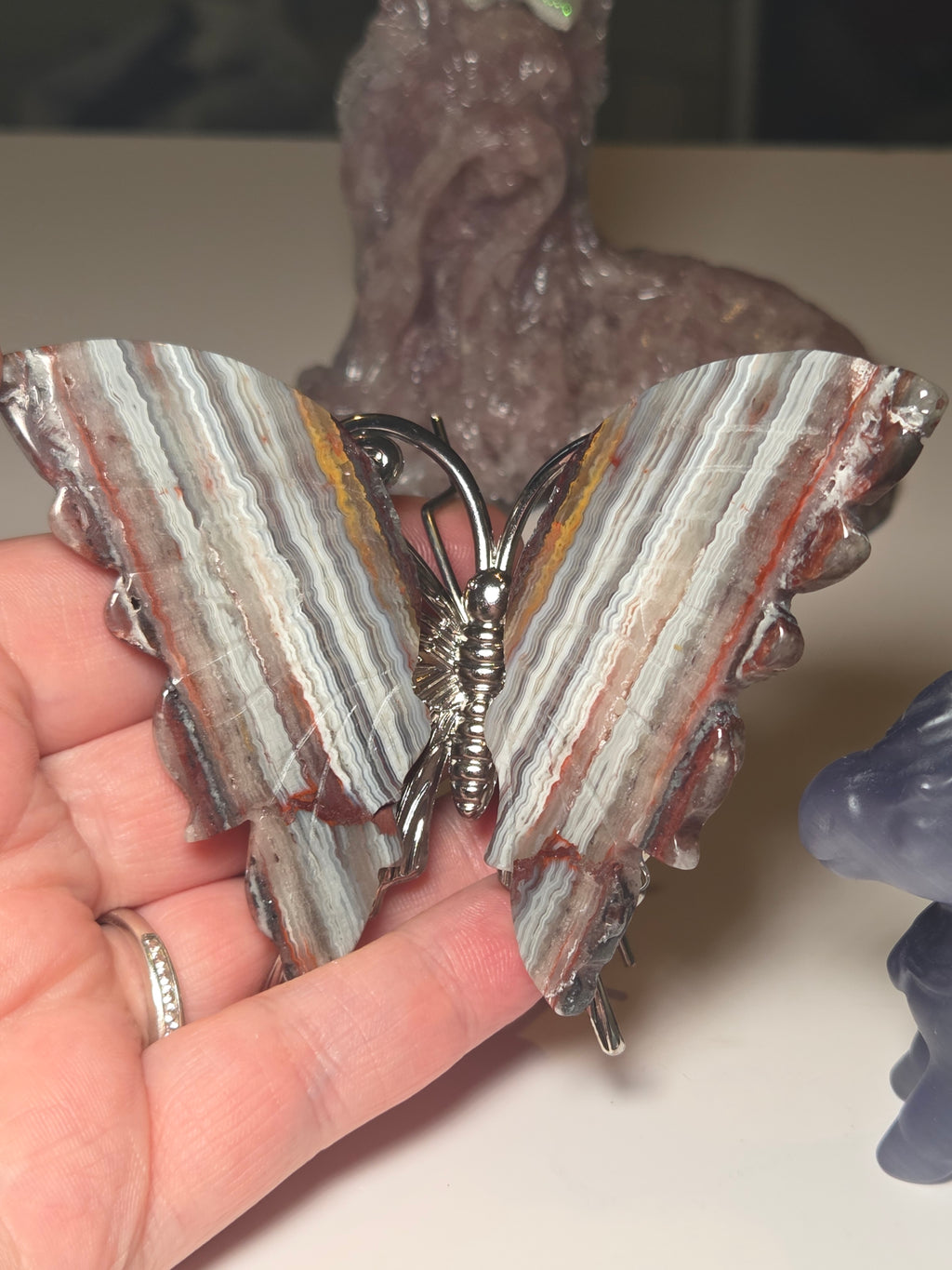 Mexican agate crystal butterfly
