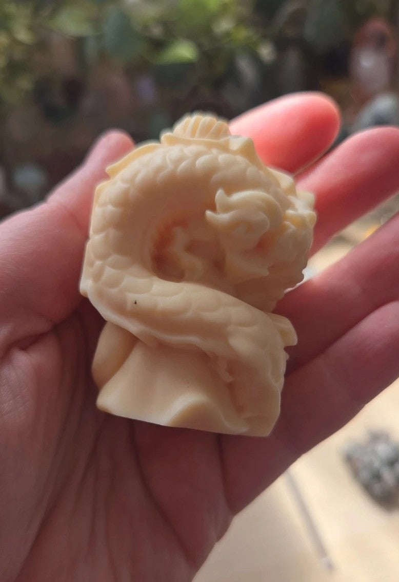 Natural Ivory nut lady dragon carving