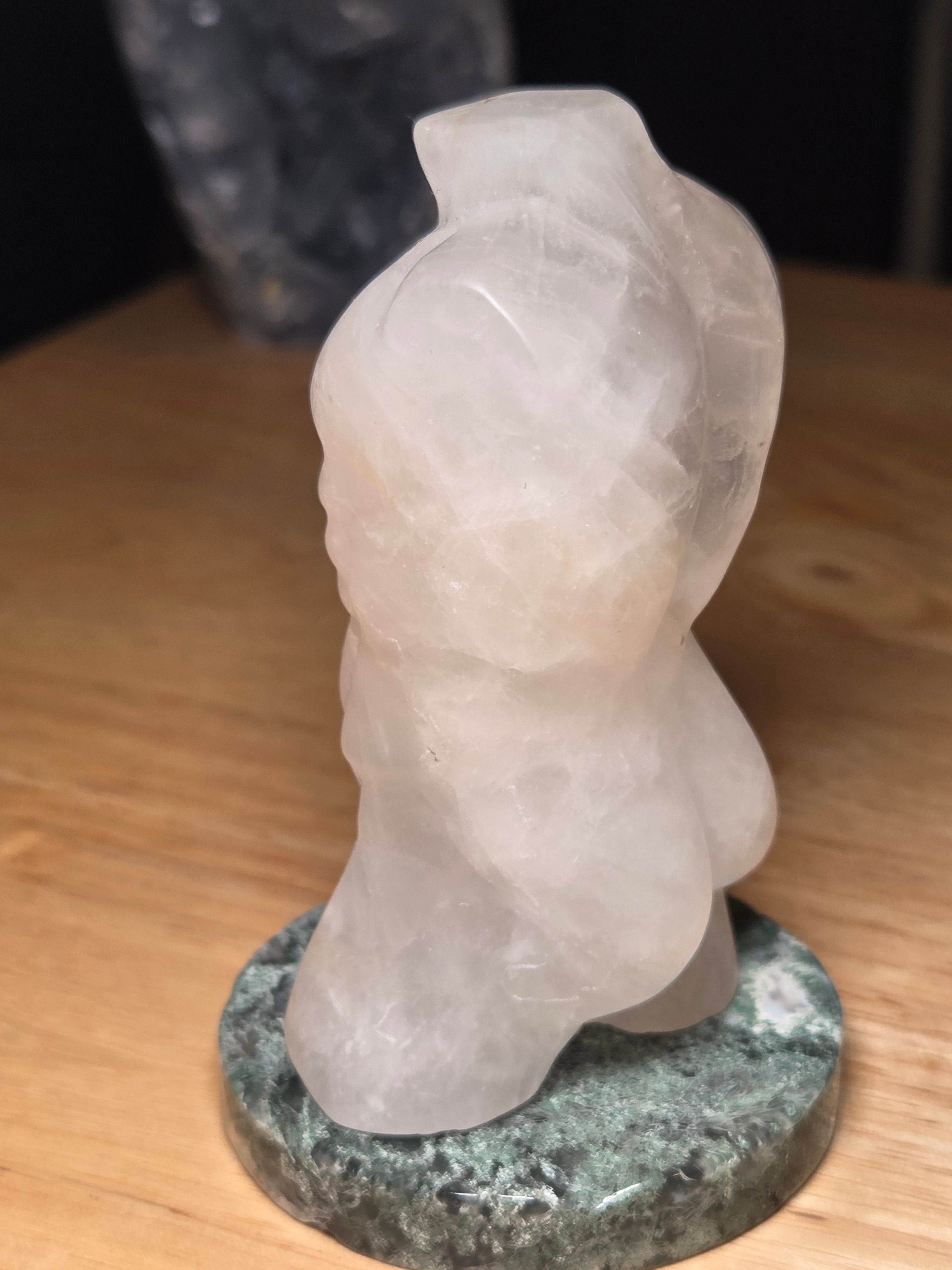 Clear quartz crystal male body carving