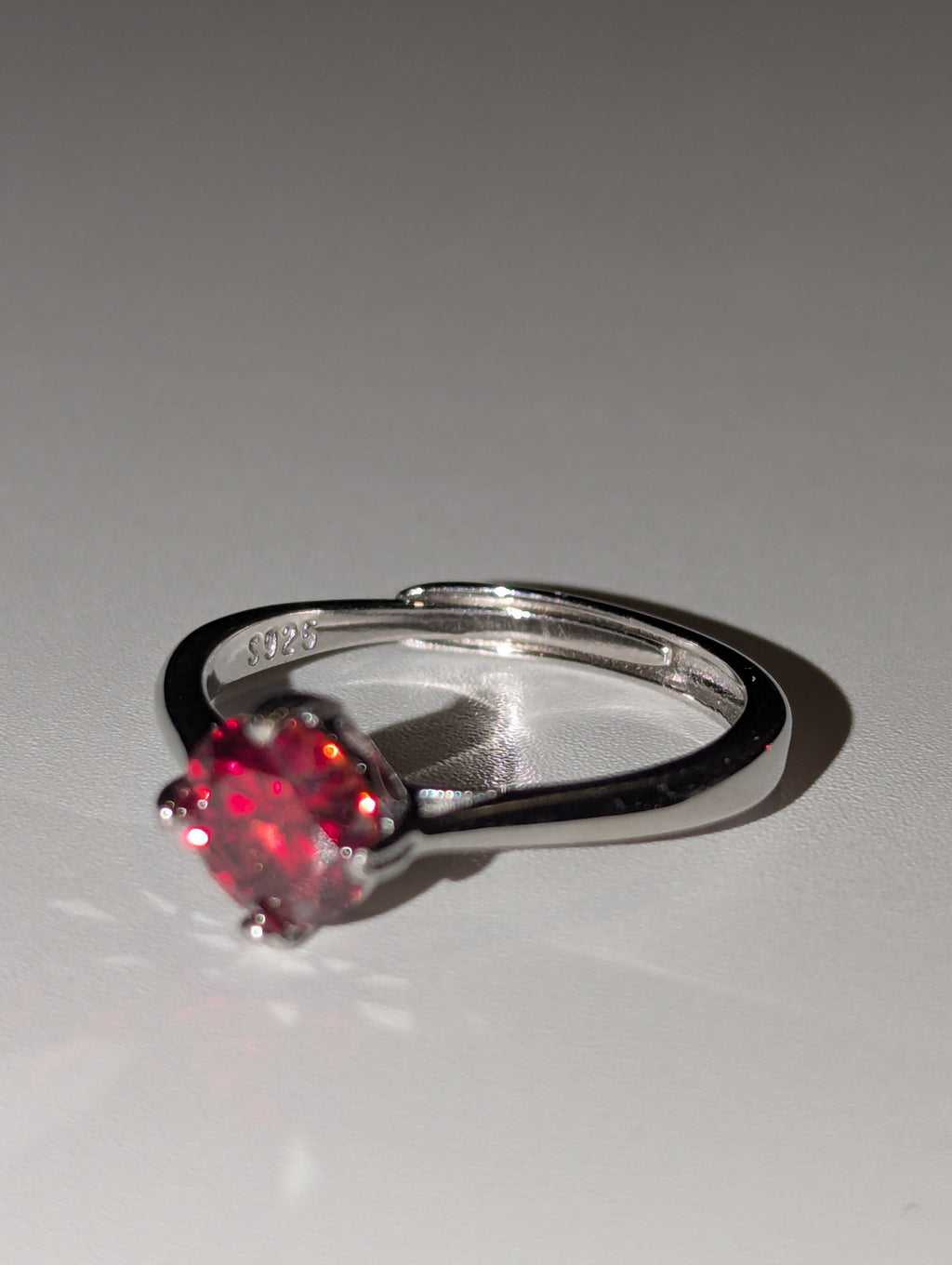 Red Moissanite diamond Adjustable ring