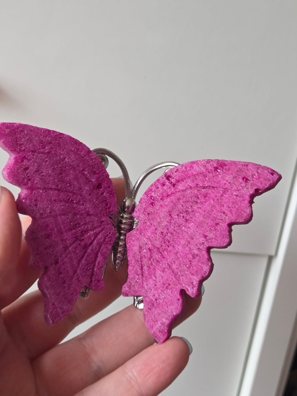 Honeycomb ruby butterfly carving