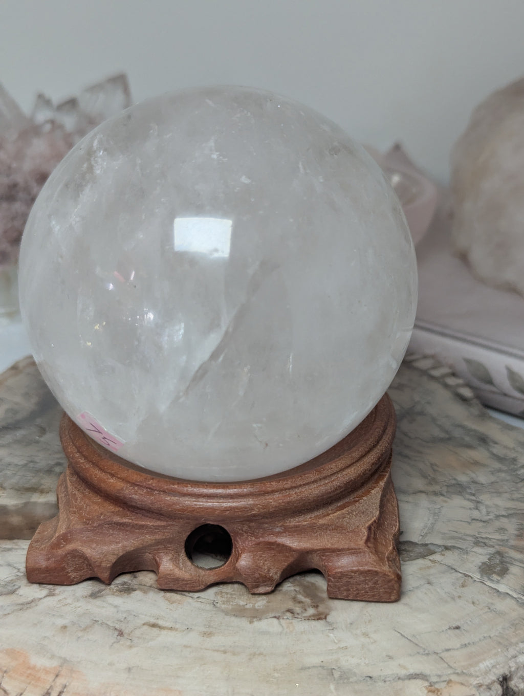 Large clear quartz crystal sphere