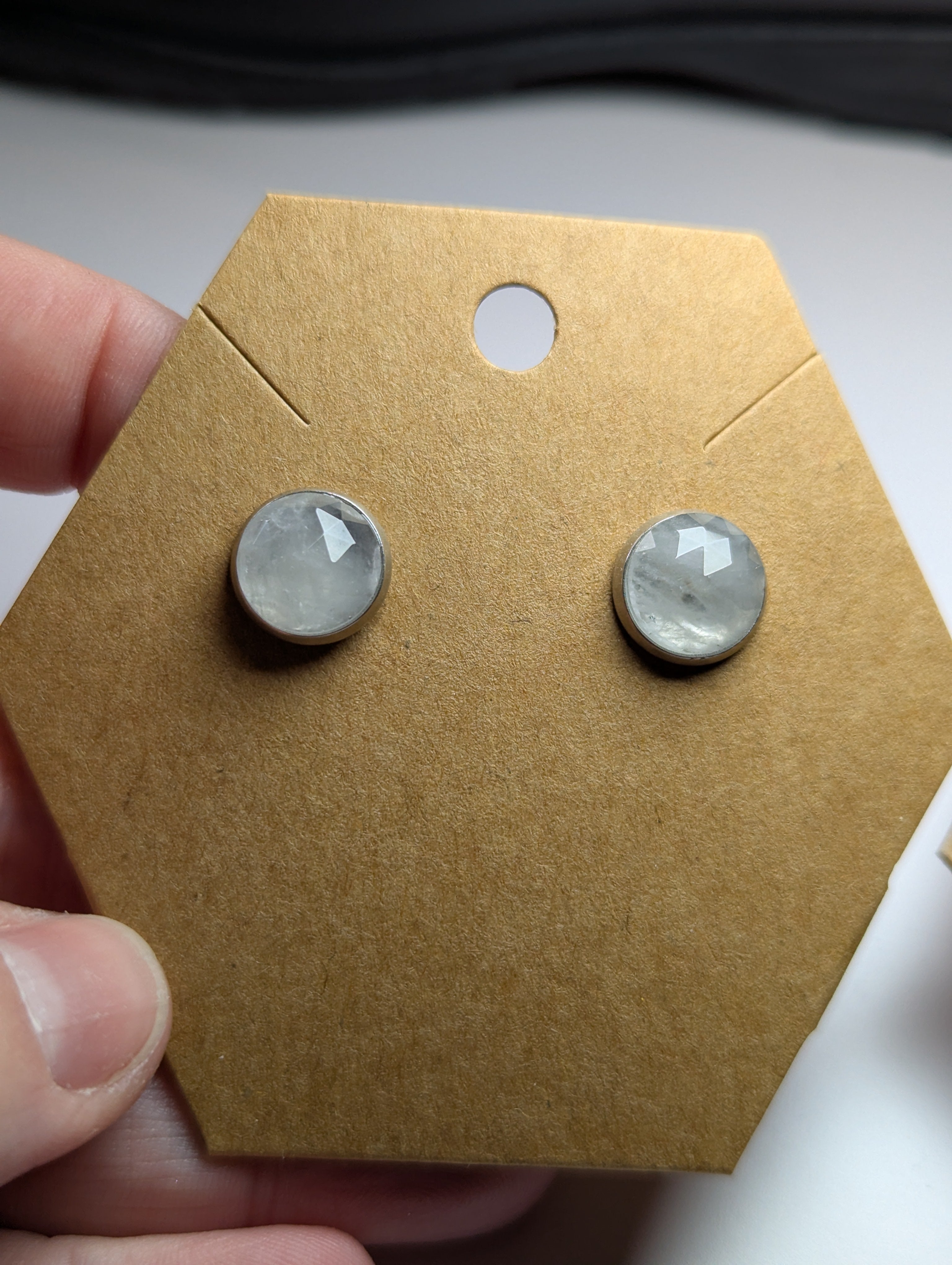 Clear quartz crystal handmade earrings