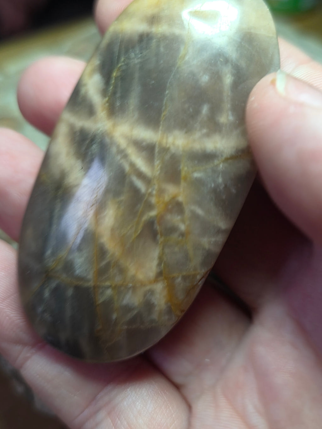 Black Moonstone crystal palm stone