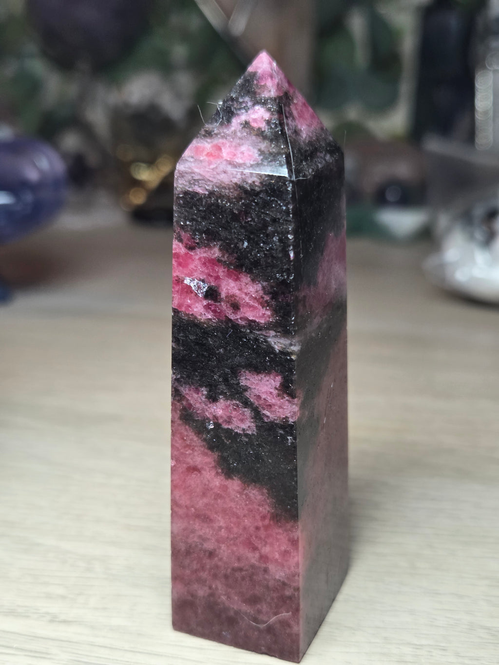 Grade A Rhodonite crystal tower