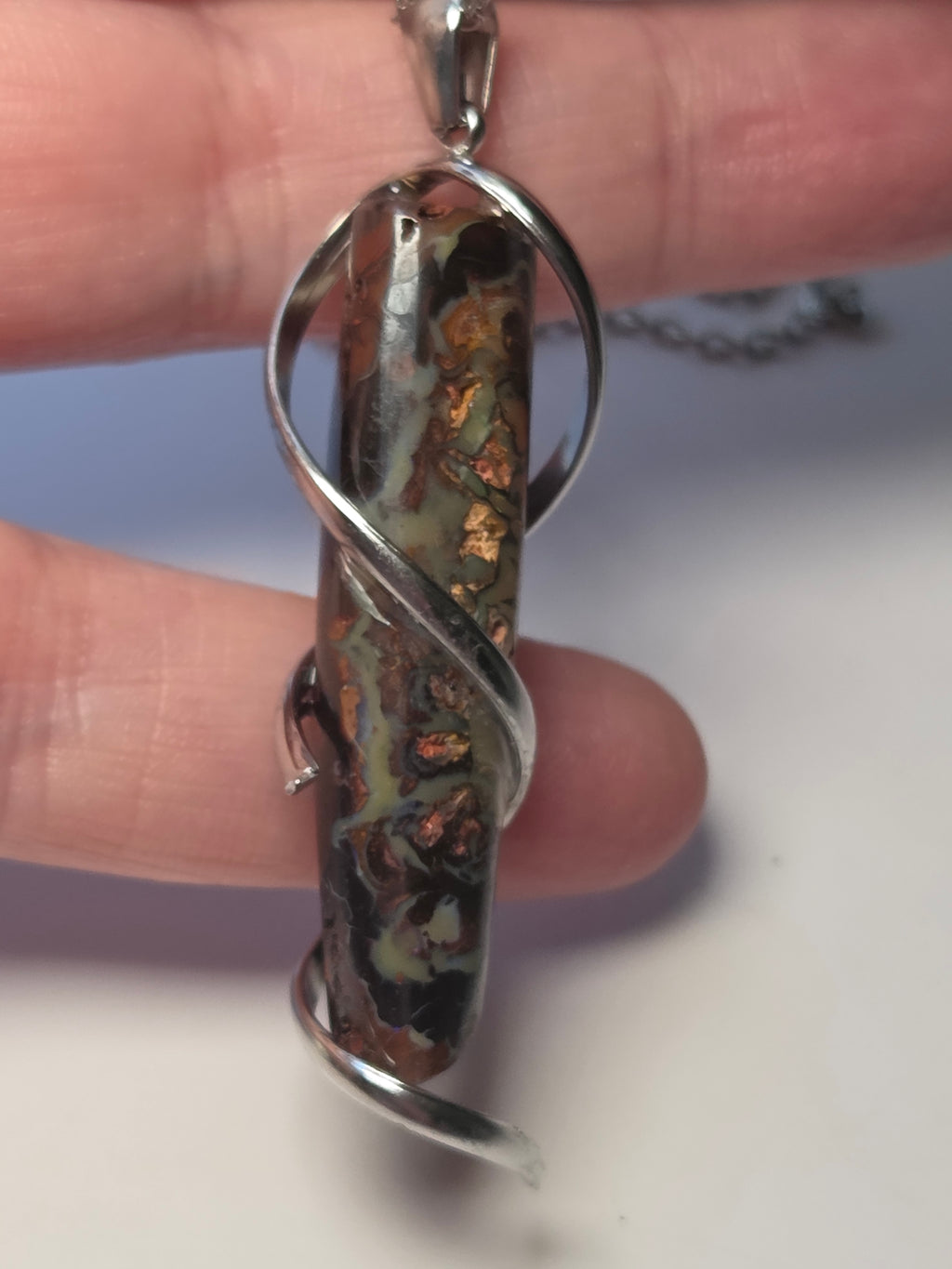Australian bolder opal lipstick style necklace