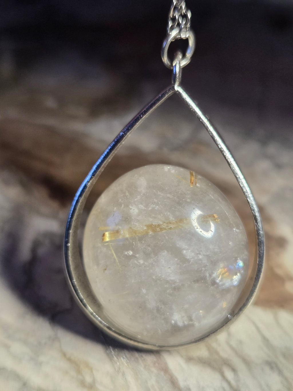 Golden rutile crystal handmade necklace