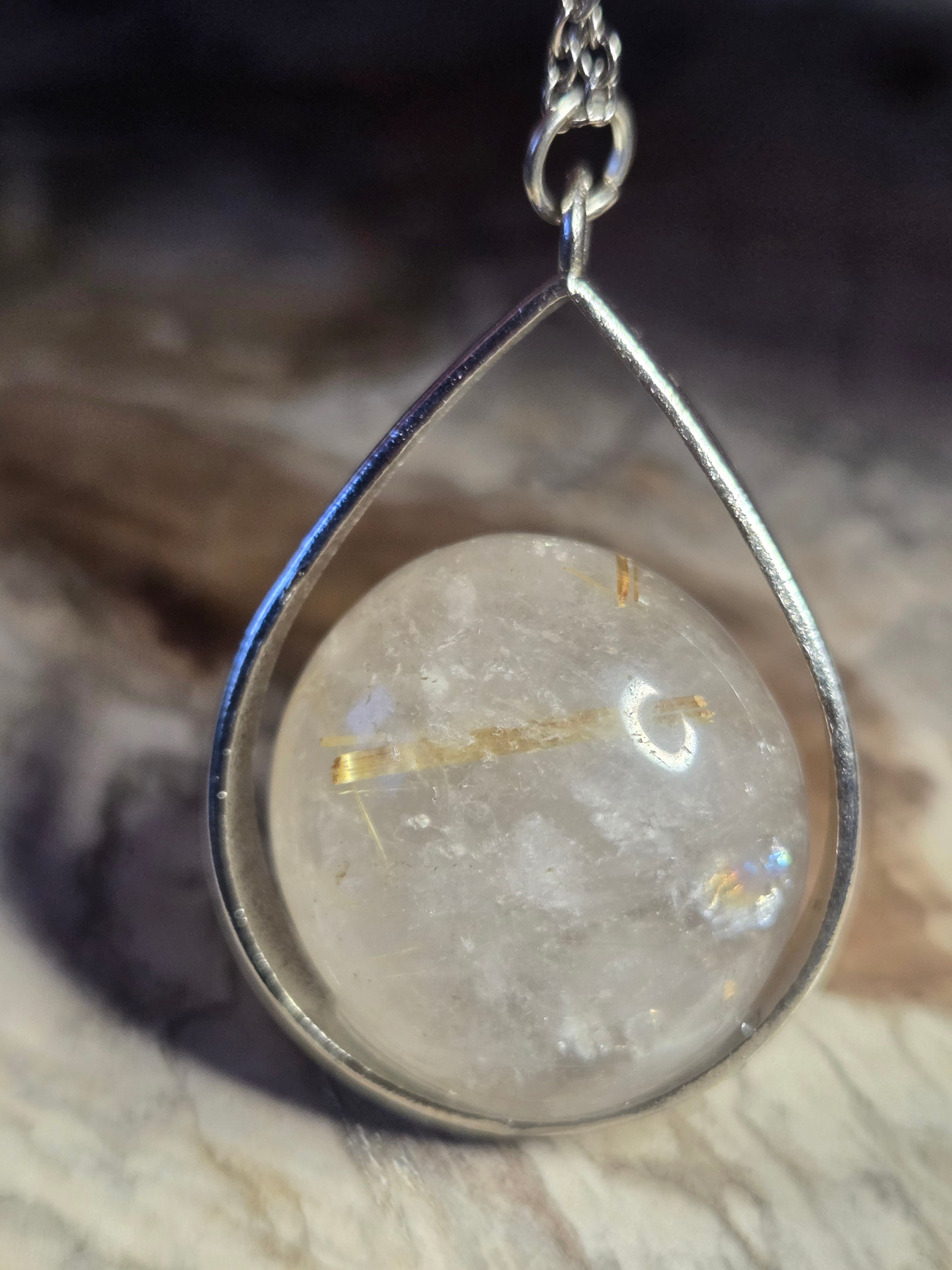 Golden rutile crystal handmade necklace