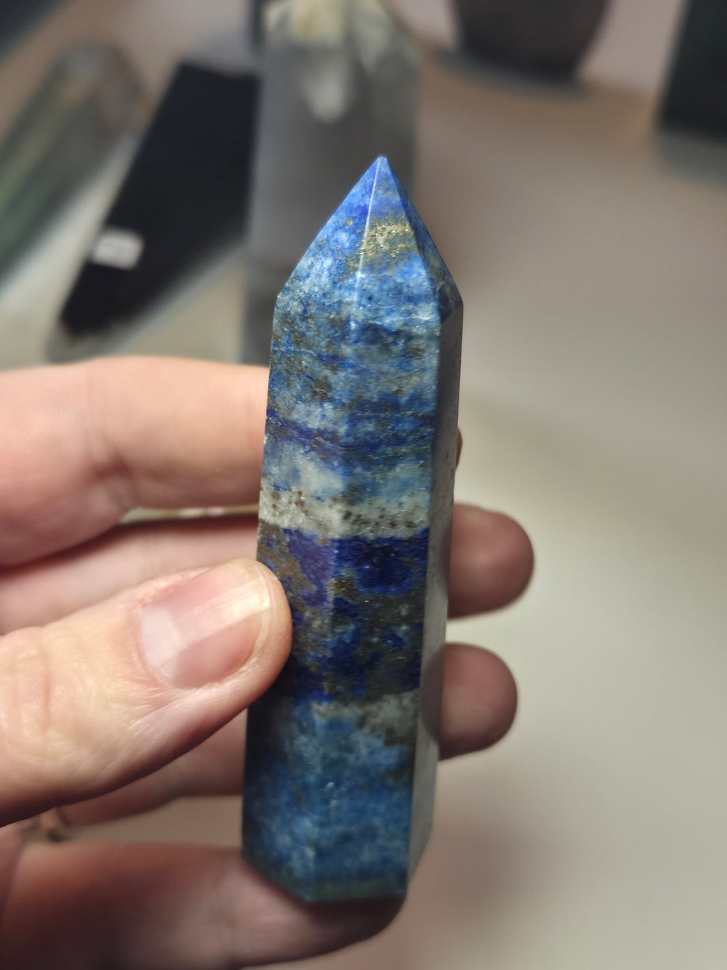Lapis Lazuli crystal tower UV reactive