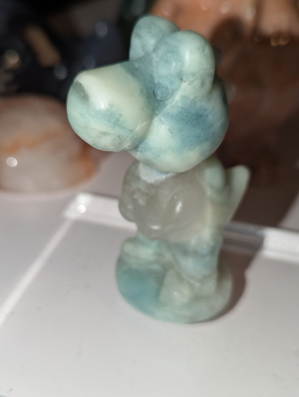 Blue jade crystal Yoshi carving