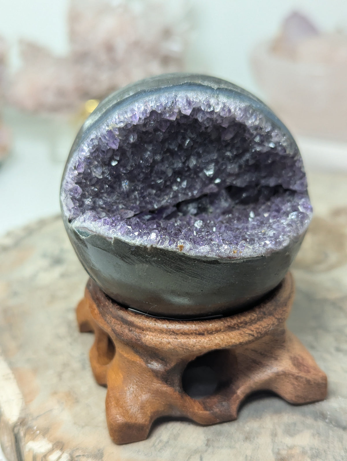 Amethyst crystal pack man sphere