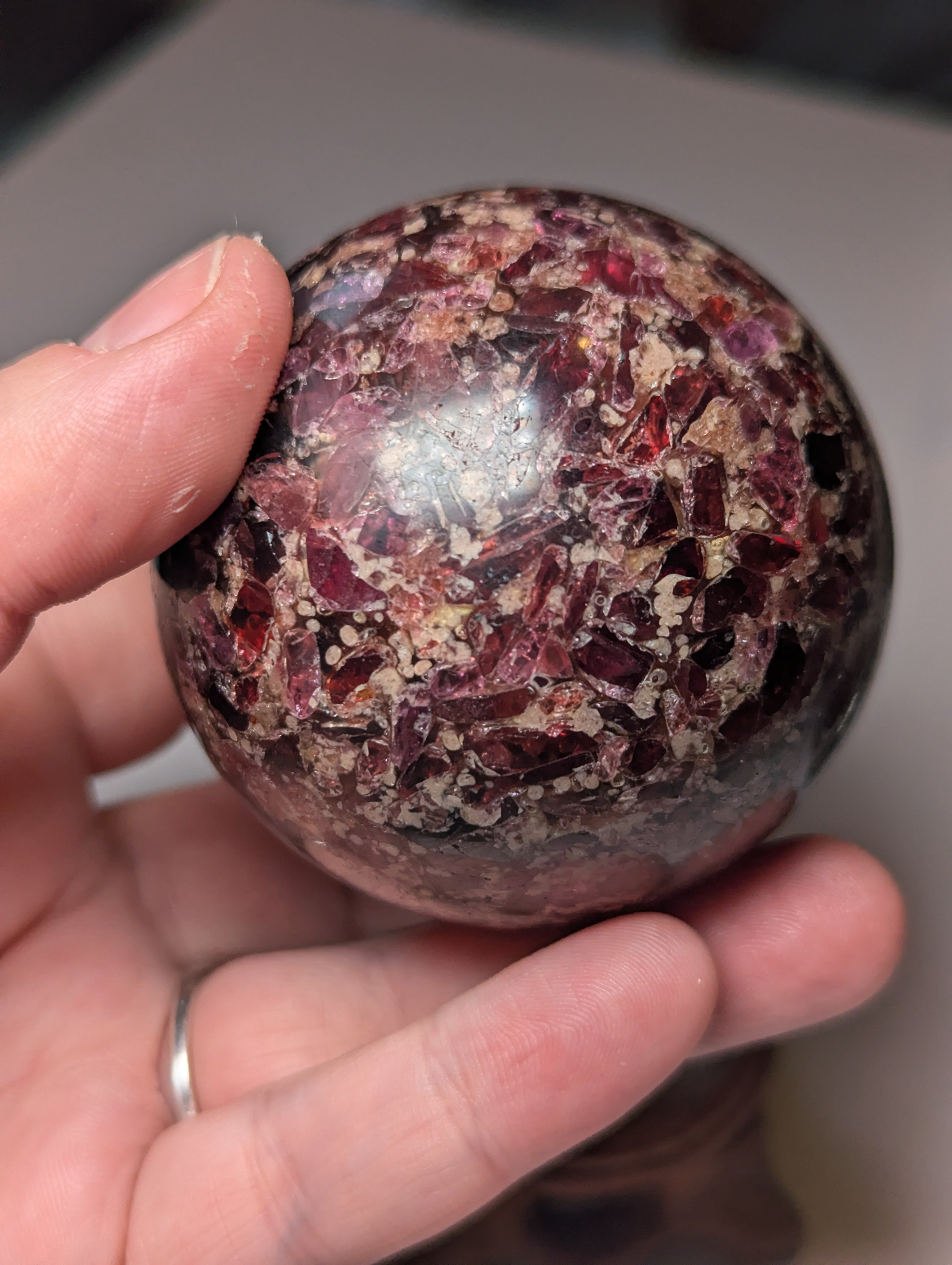 Garnet crystal sphere with Stand