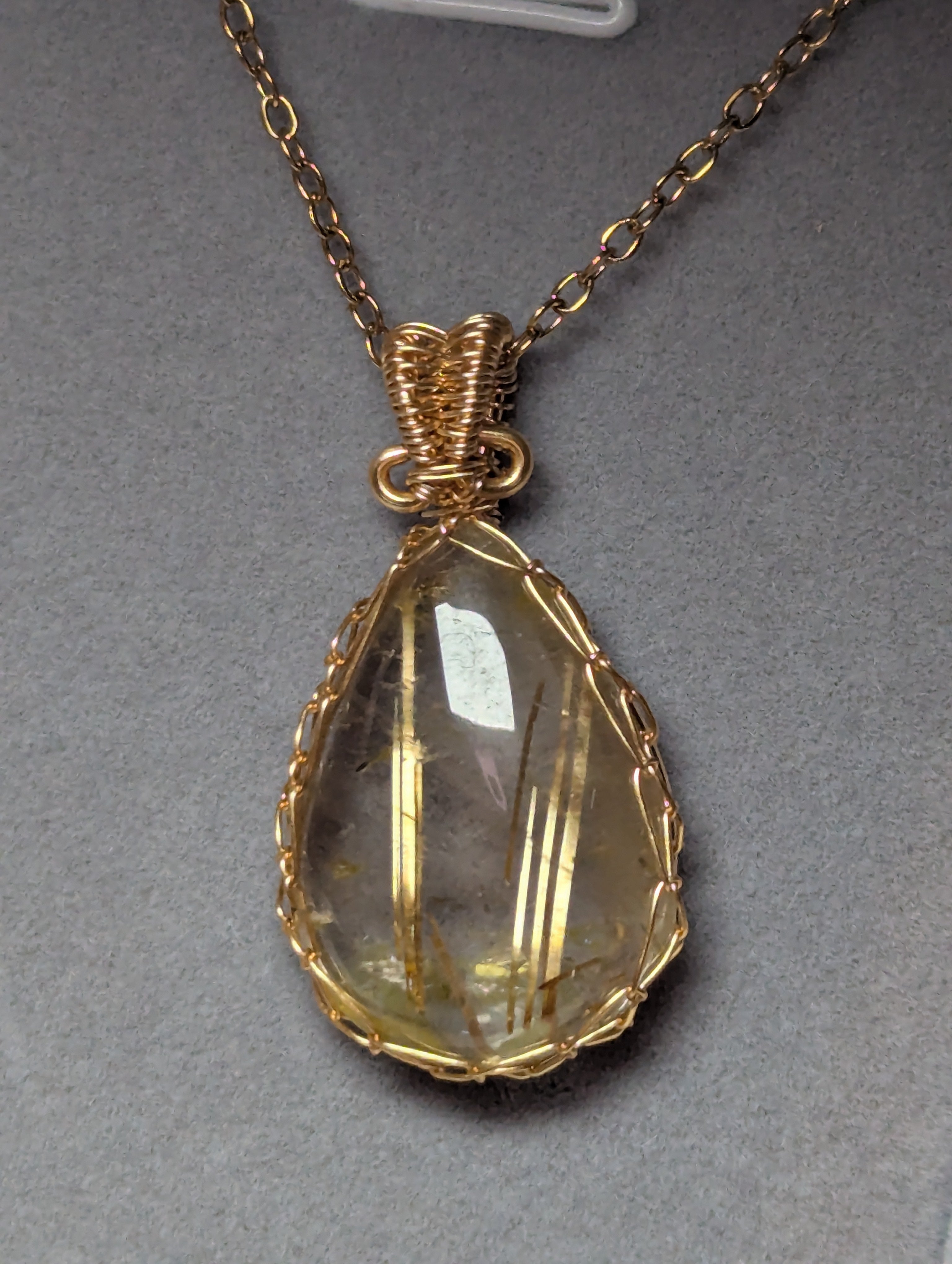 High quality golden Rutlile crystal handmade necklace