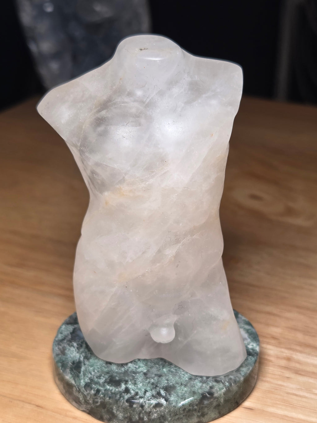 Clear quartz crystal male body carving