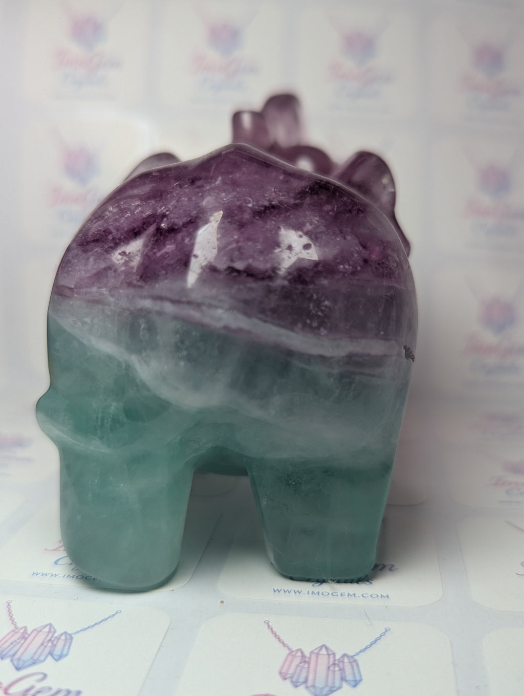 Rainbow flourite crystal Elephant carving