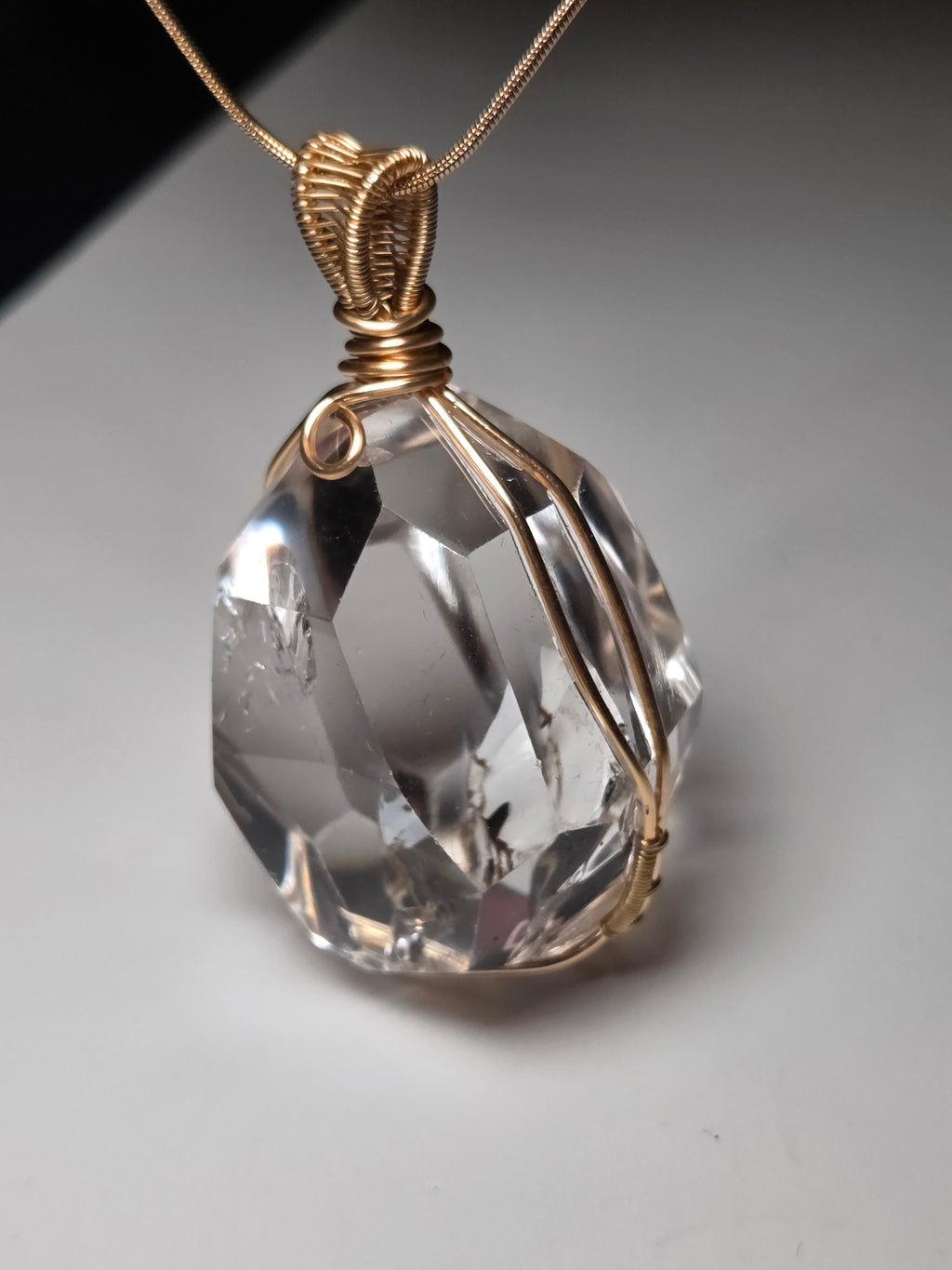Grade AAA clear quartz crystal handmade necklace wire wrap
