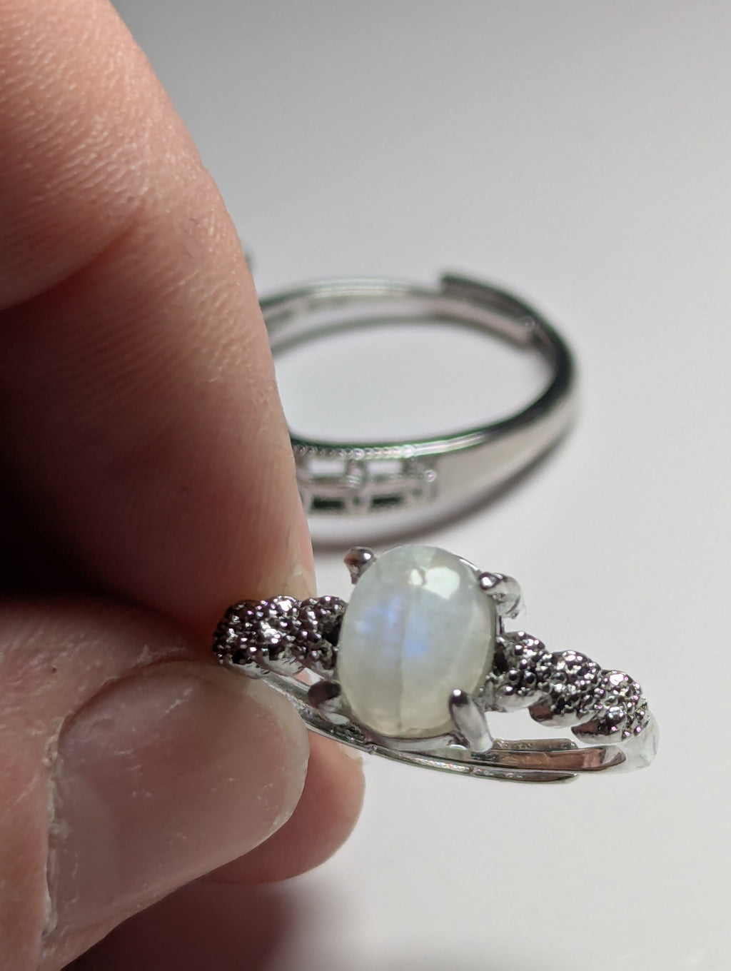 Moonstone crystal adjustable ring