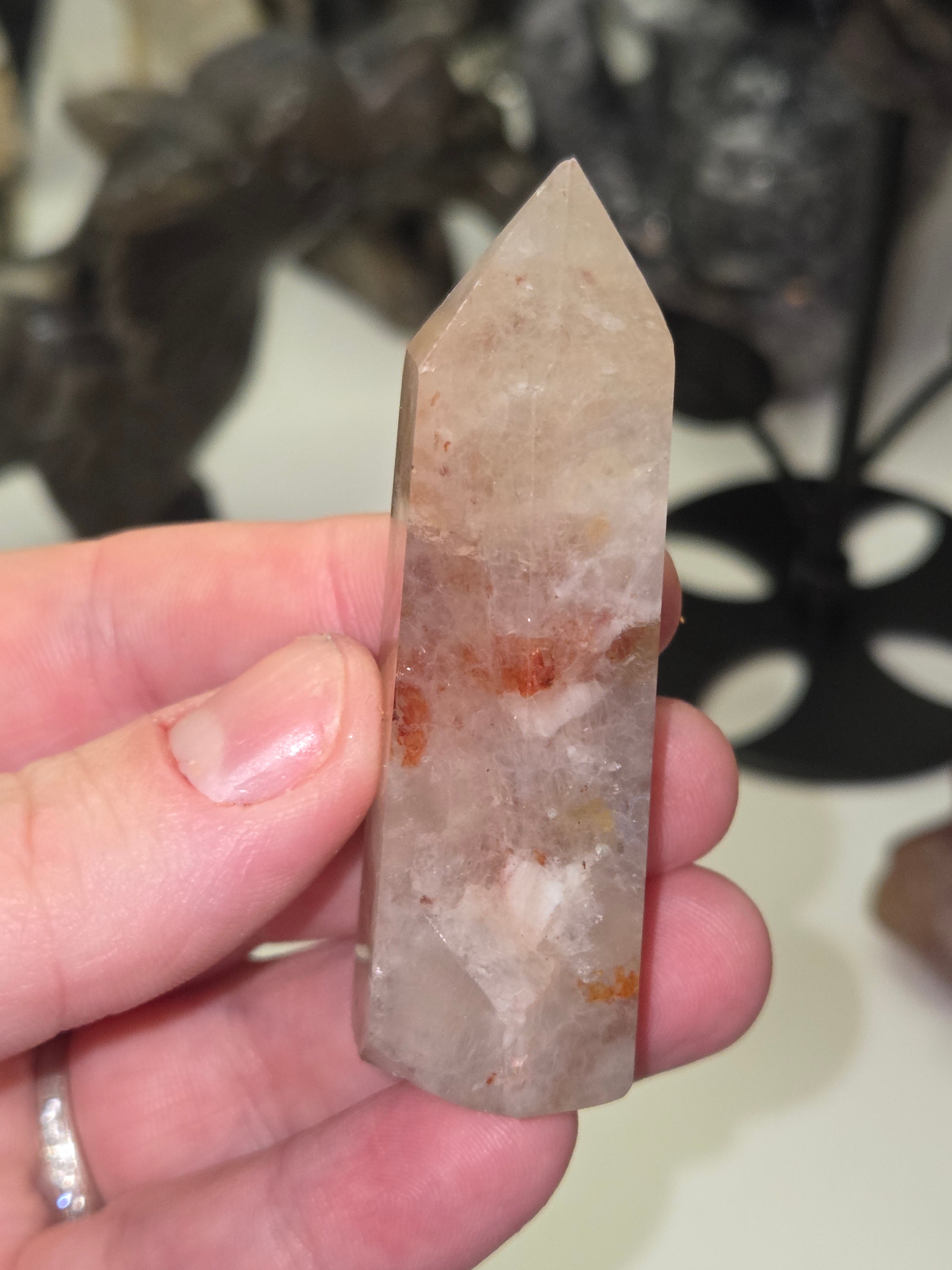 Sunstone and fire quartz crystal tower