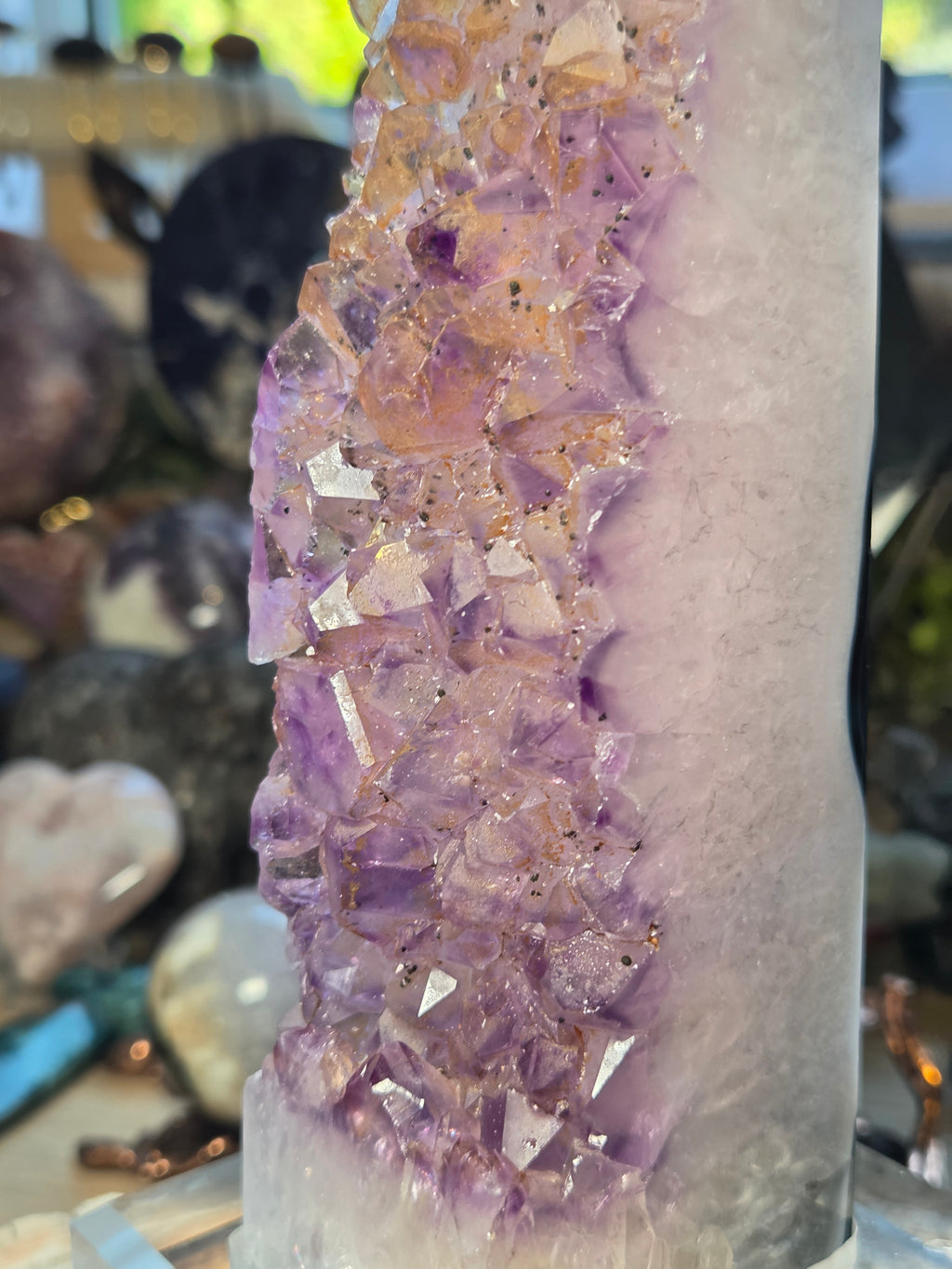 Beautiful  black agate with amethyst crystal from Brazil