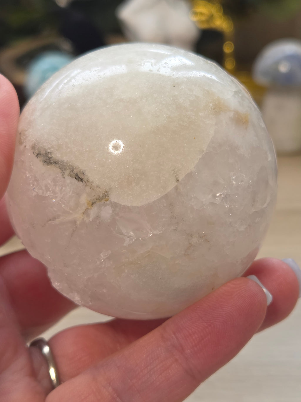 Clear quartz crystal sphere