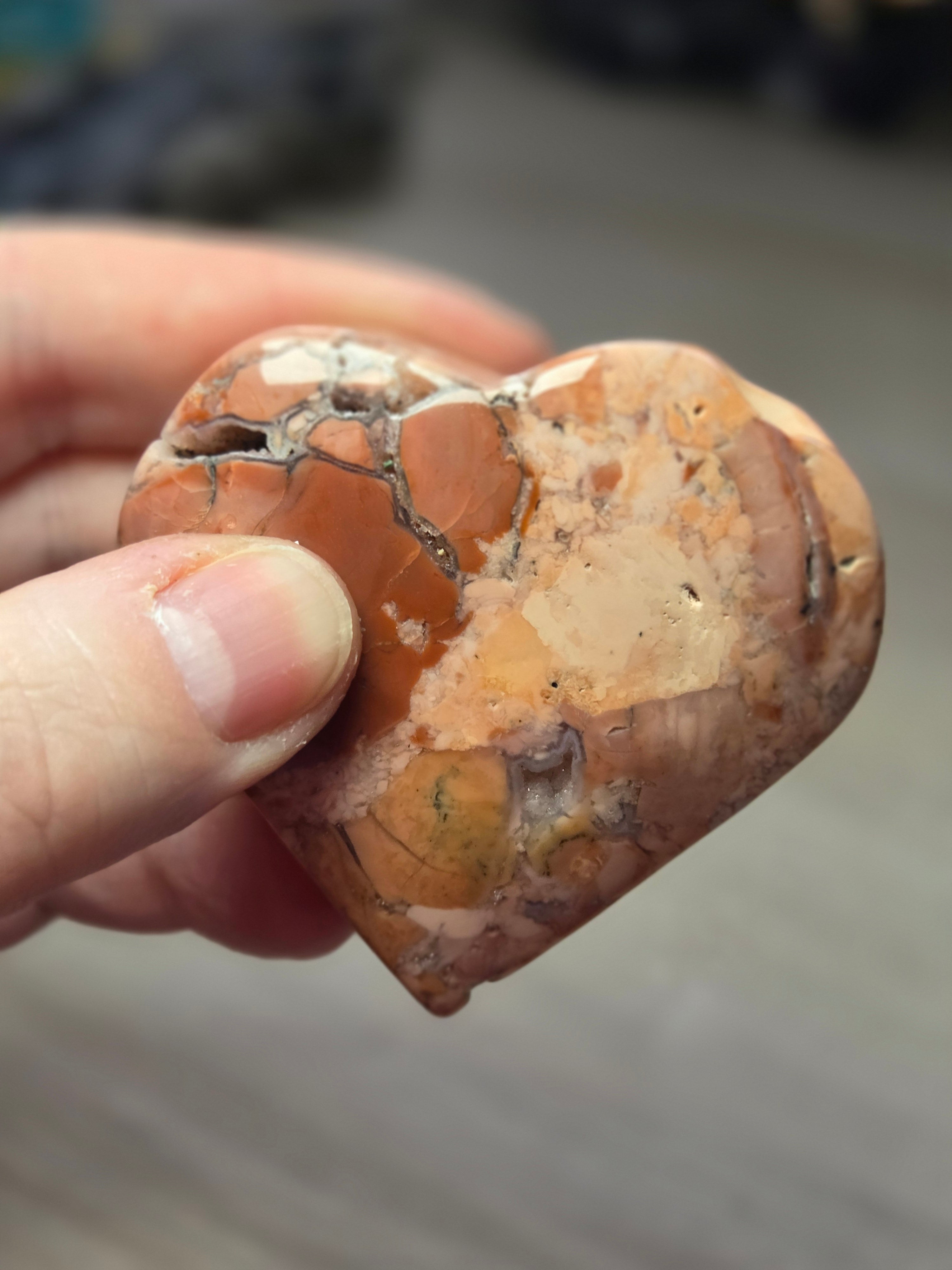 Cotton candy pink agate crystal heart