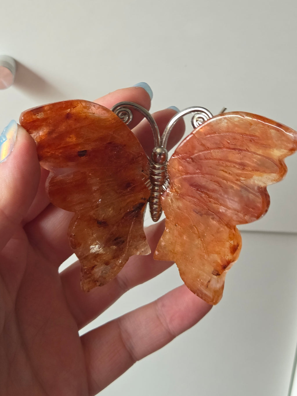 Fire quartz crystal butterfly