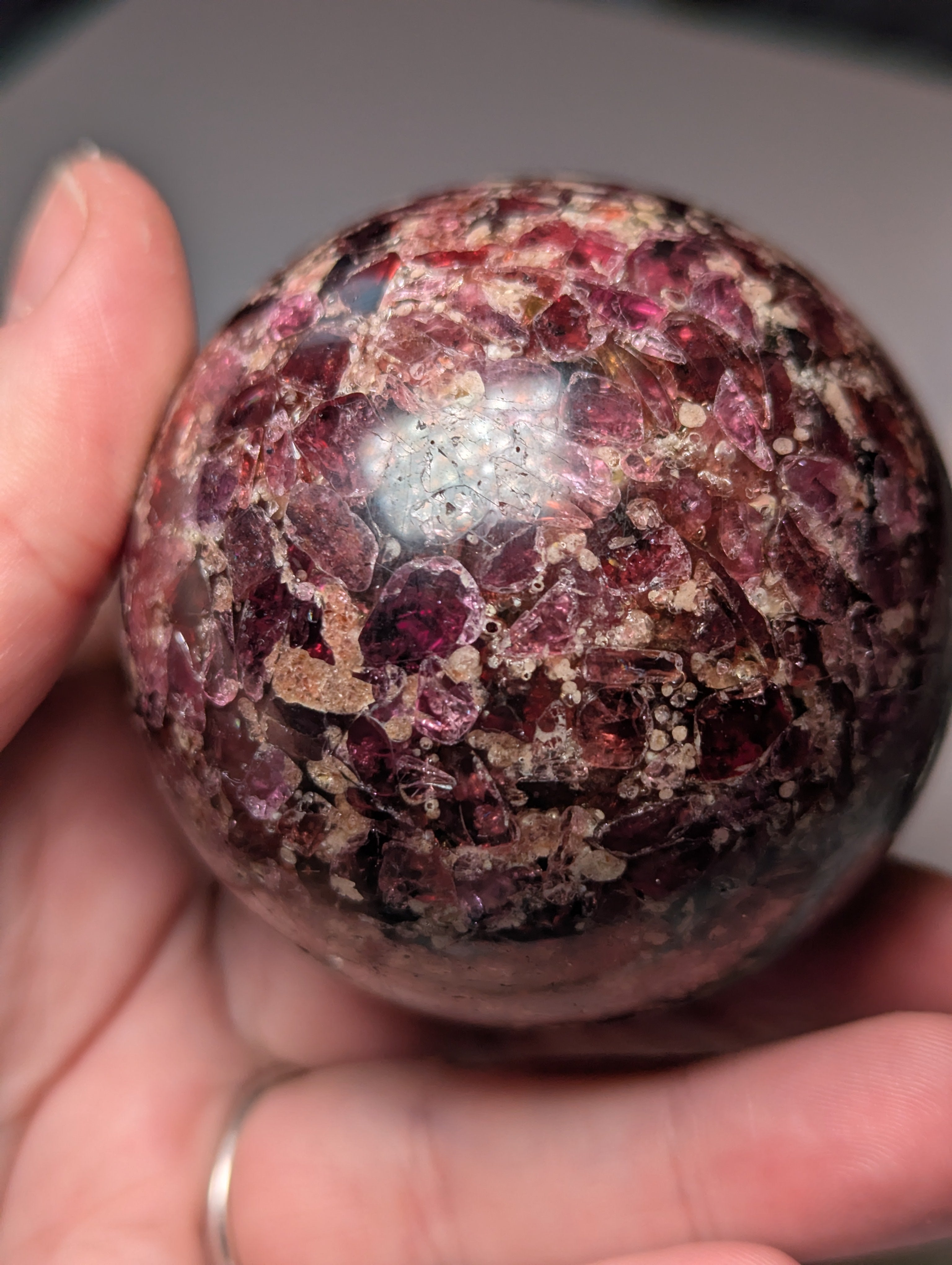 Garnet crystal sphere with Stand