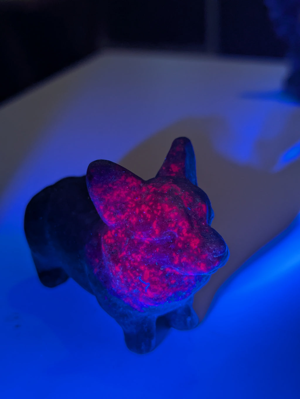Corgi dog crystal ruby in frushite carving