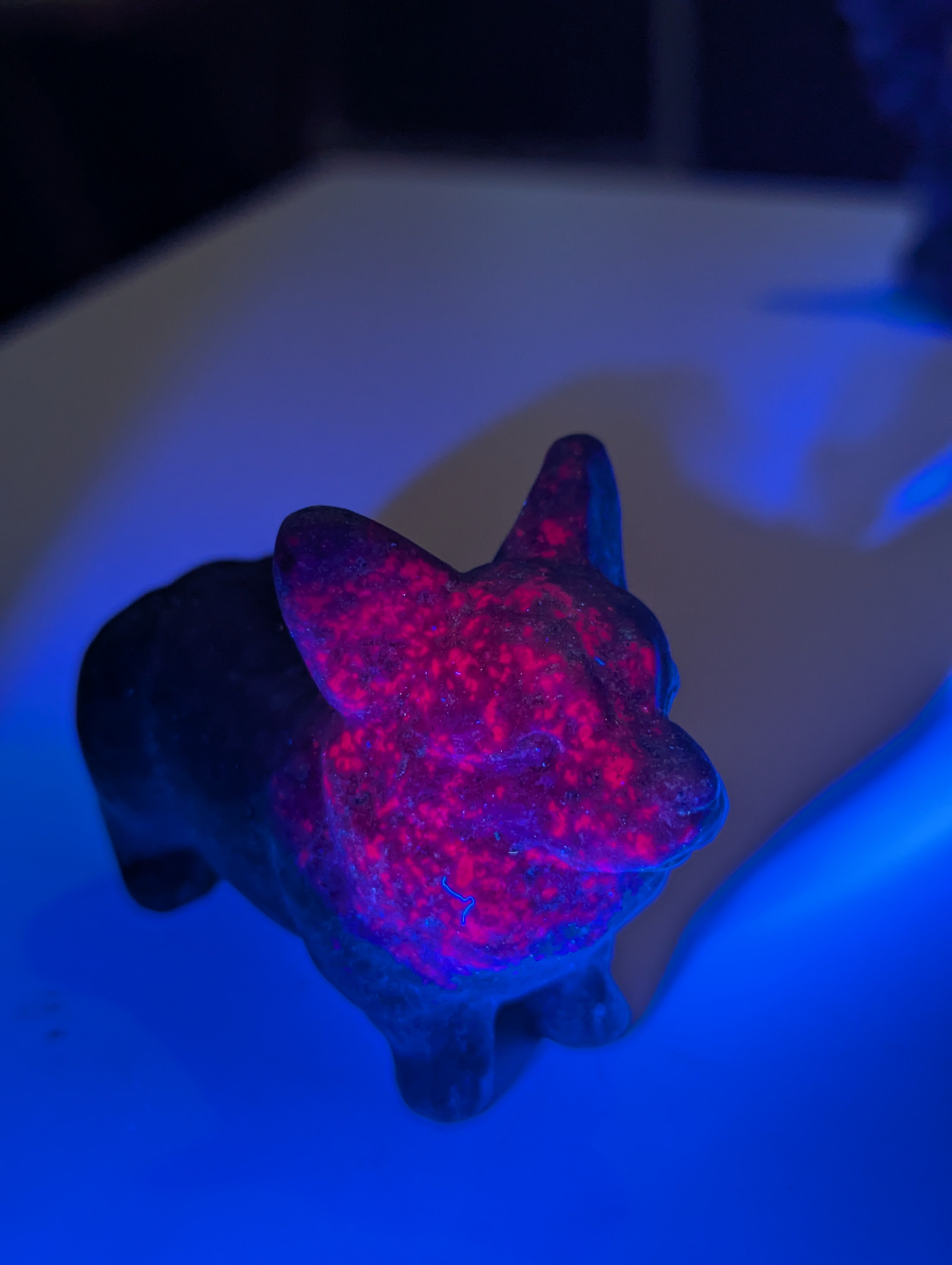 Corgi dog crystal ruby in frushite carving
