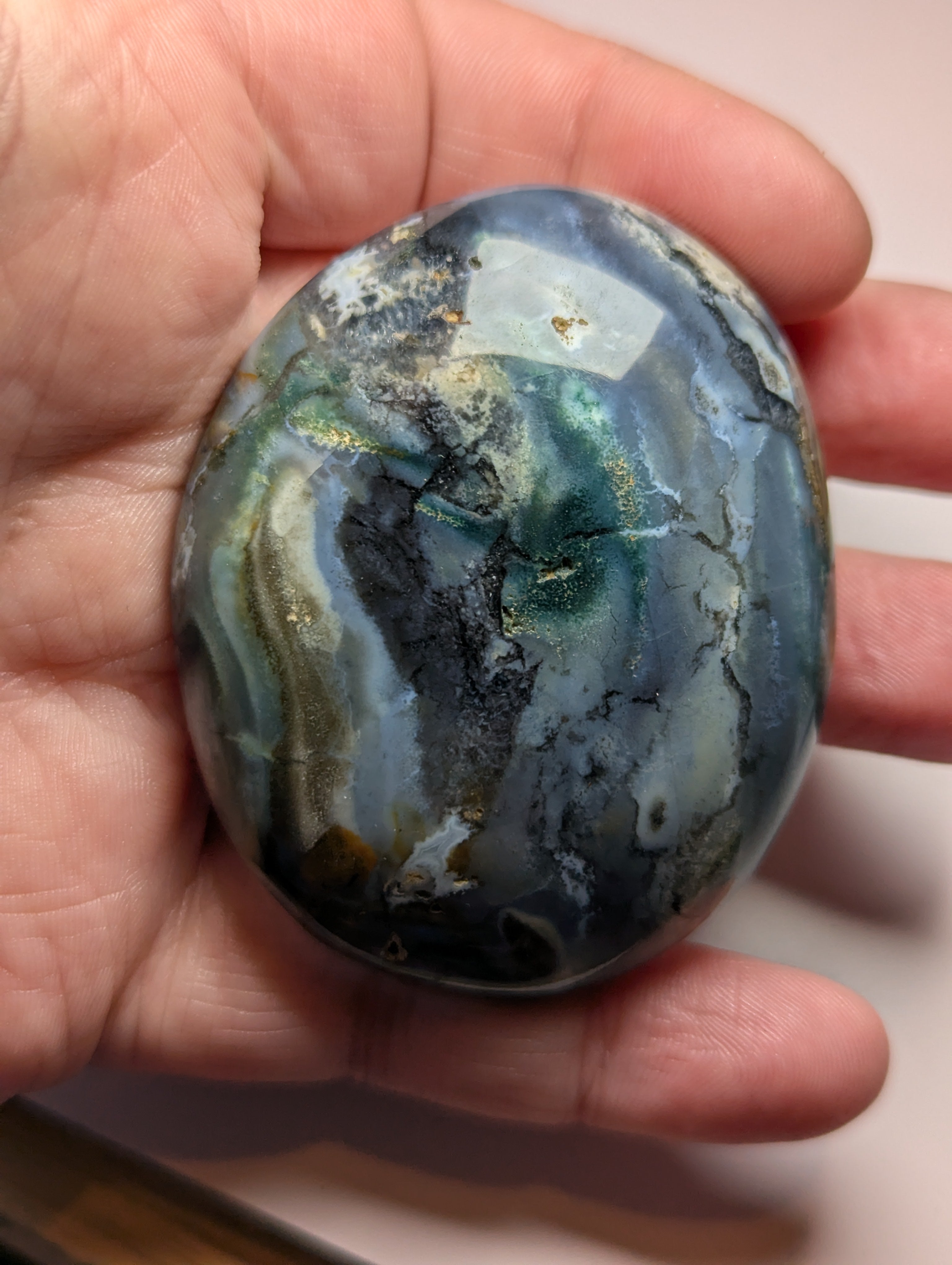 Ocean Jasper crystal palm stone