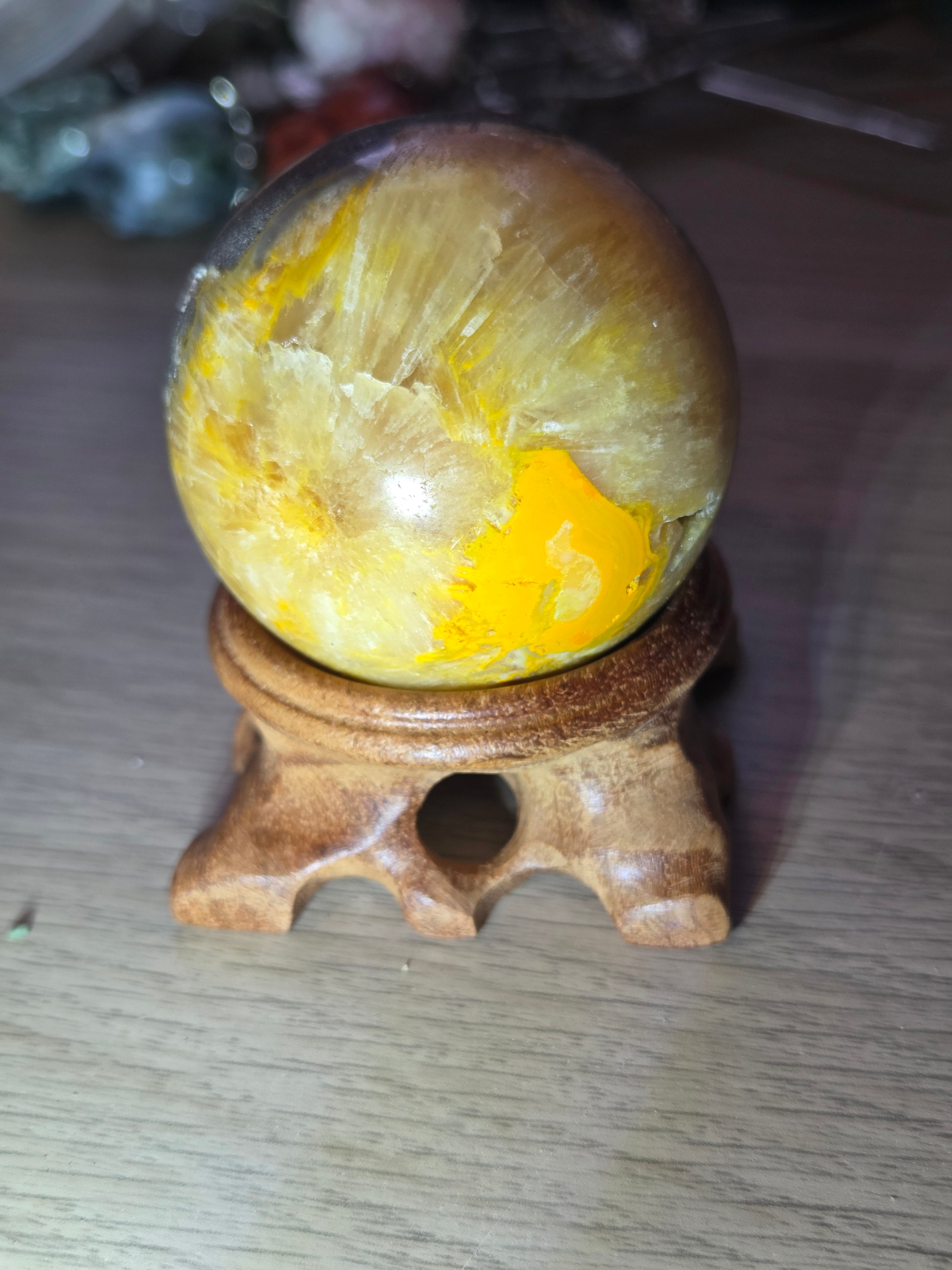 Bumblebee jasper crystal sphere with stand
