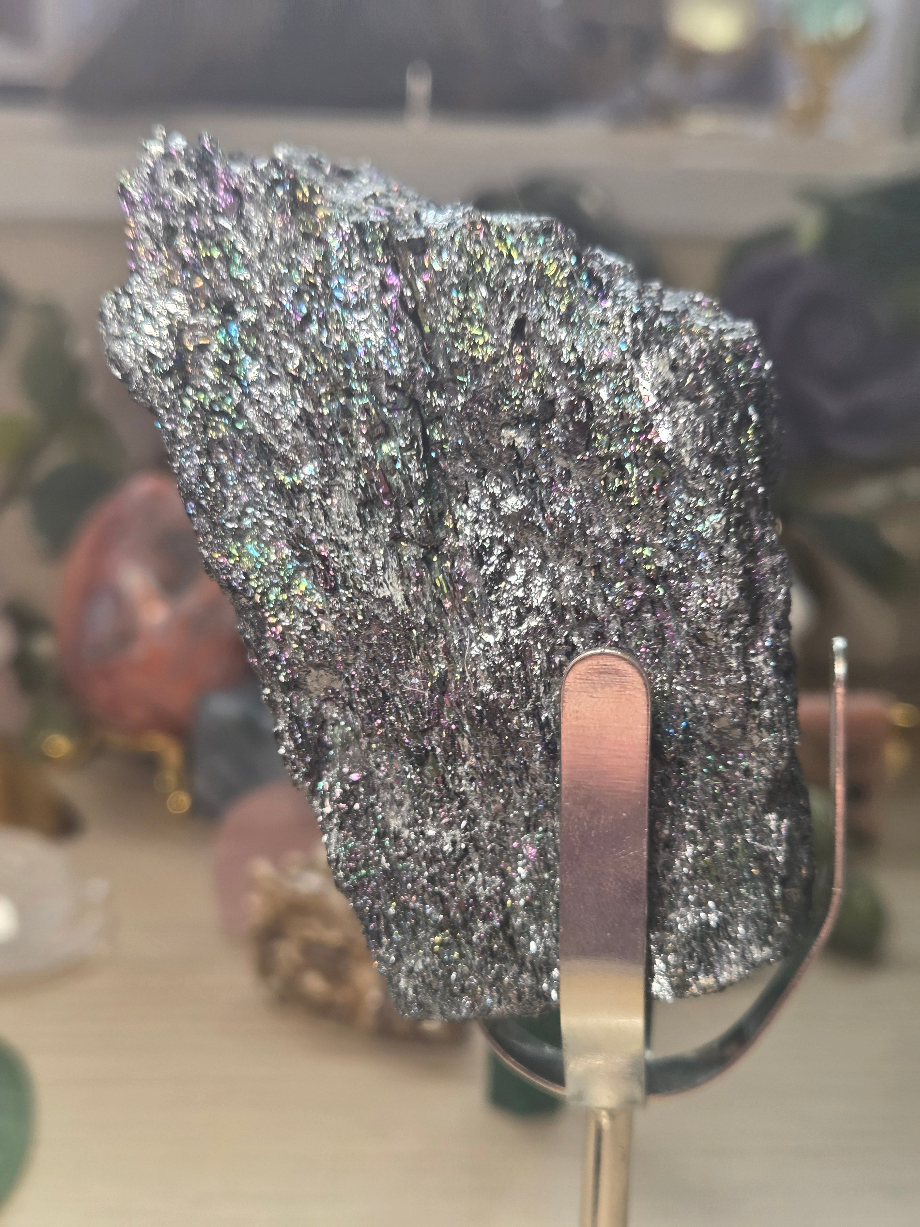Peacock aura specimen with Stand