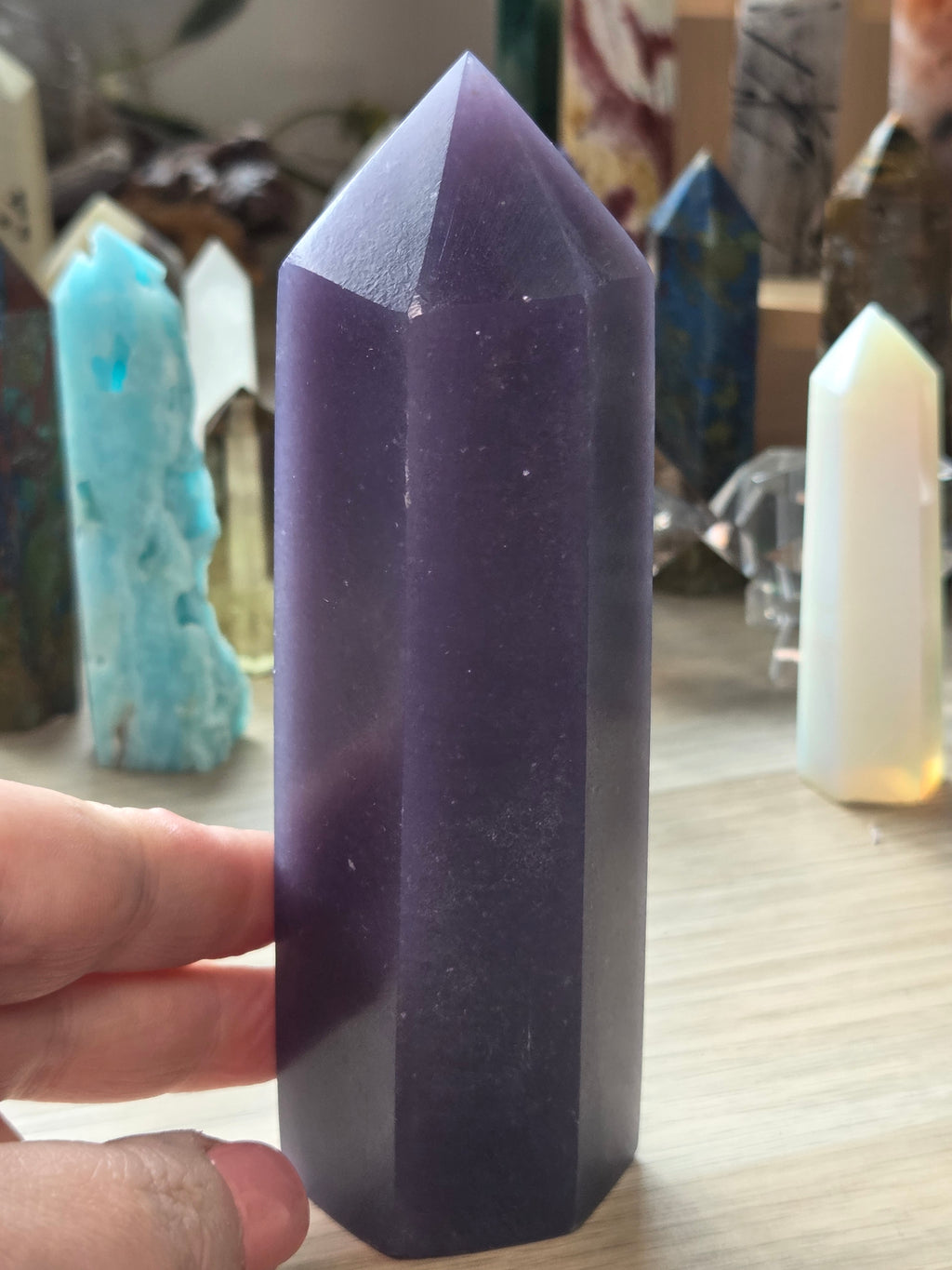 Grade A Lepidolite crystal tower 13cm
