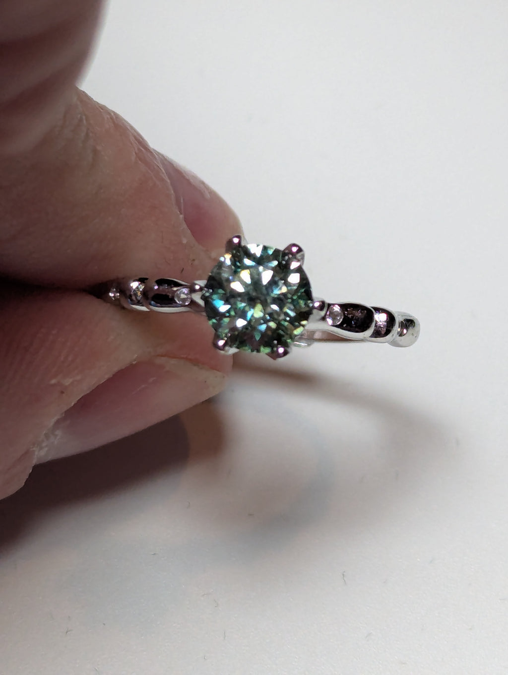 Green Mossanite Adjustable diamond ring
