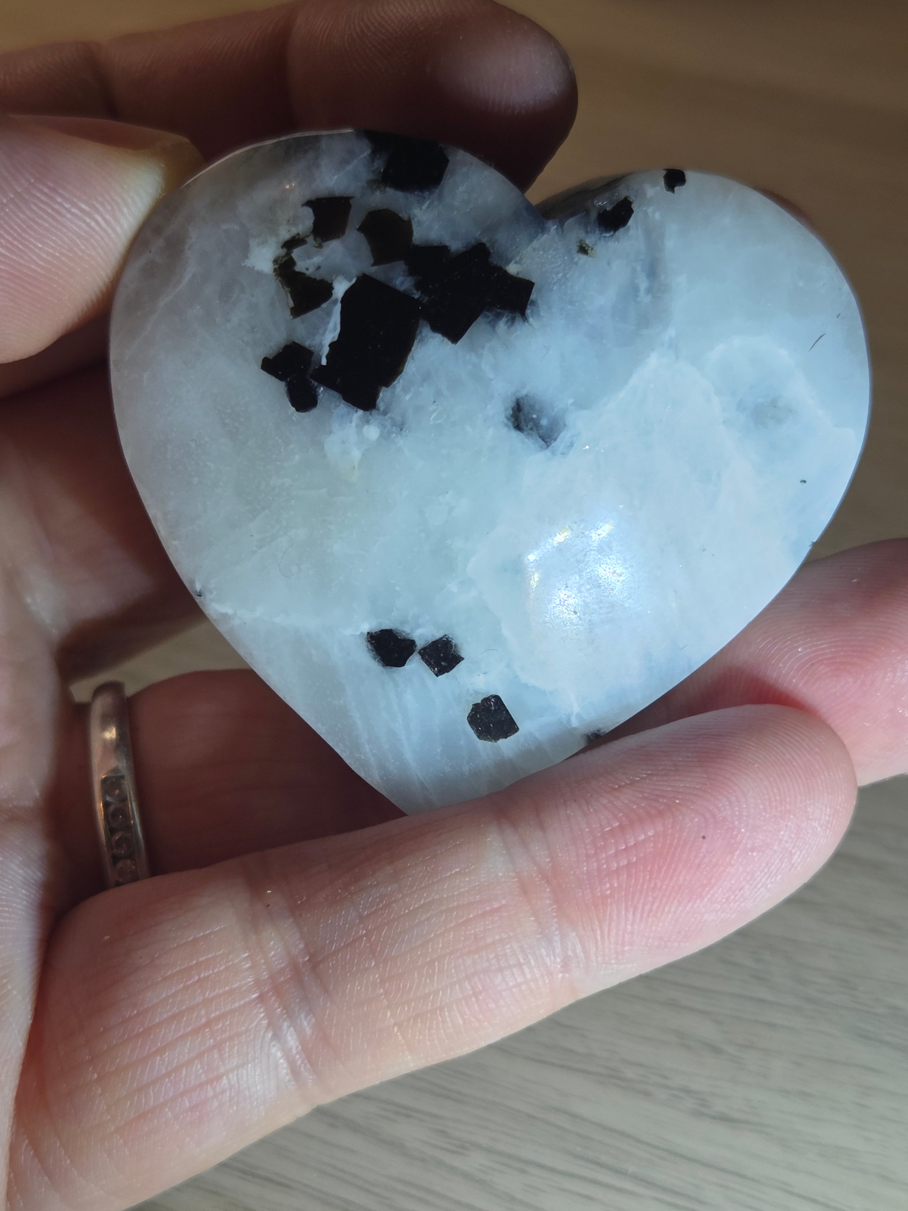 Rainbow moonstone crystal heart carving