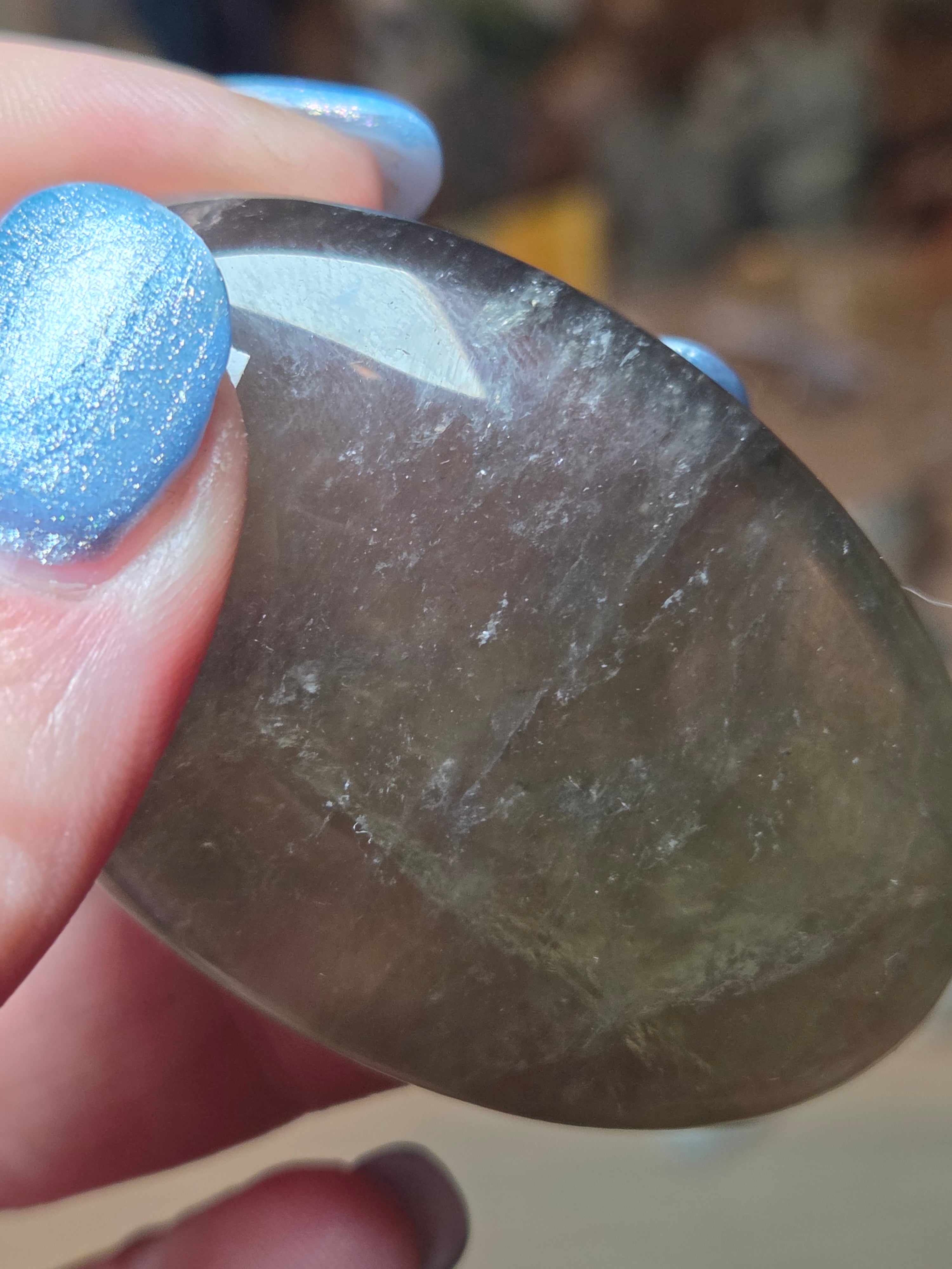 Natural  green Amethyst crystal palm stone