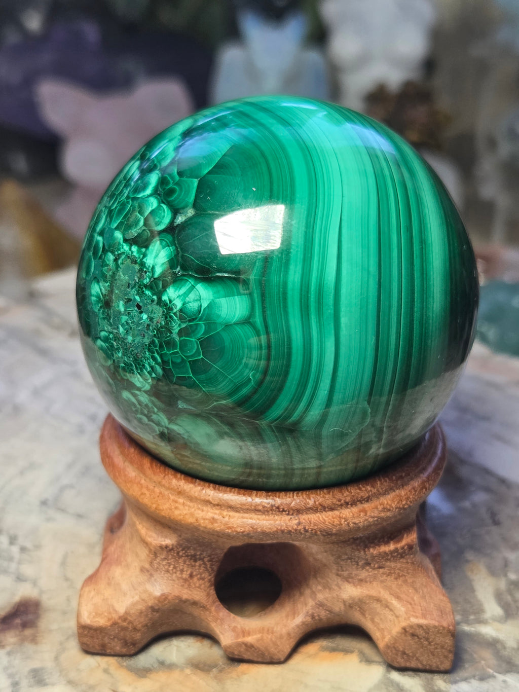 Malicite crystal sphere  5.4cm including stand