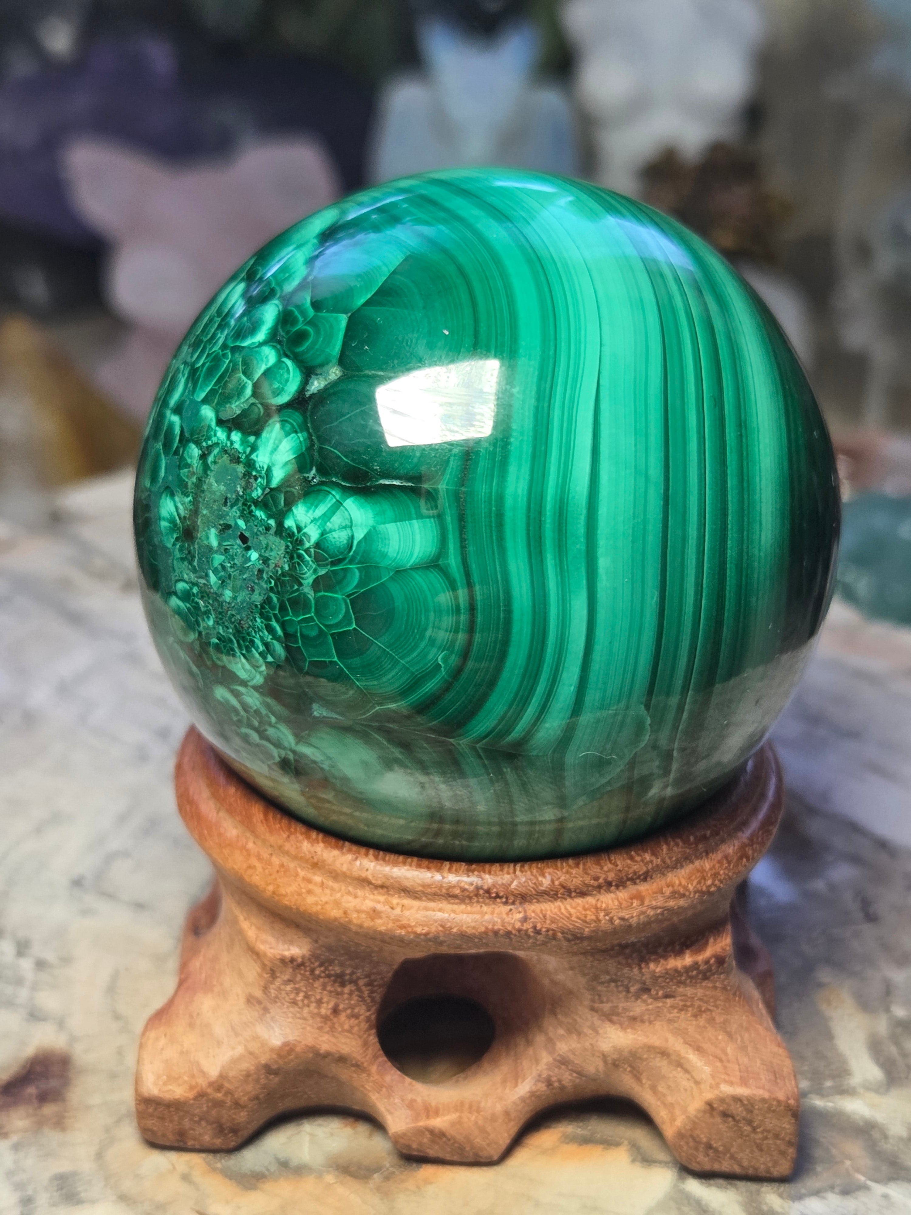 Malicite crystal sphere  5.4cm including stand